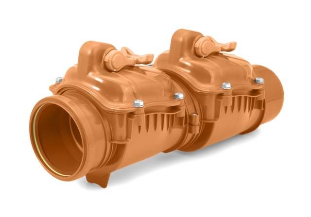 airfit Doppelrückstauklappe DN 110mit zusätzl. Handverschluss, rotbraun