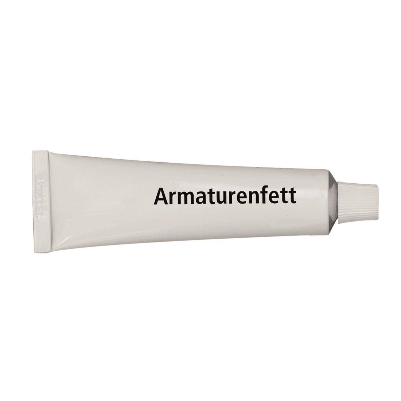 Weiße Tube mit Schmierfett mit der Aufschrift „Armaturenfett