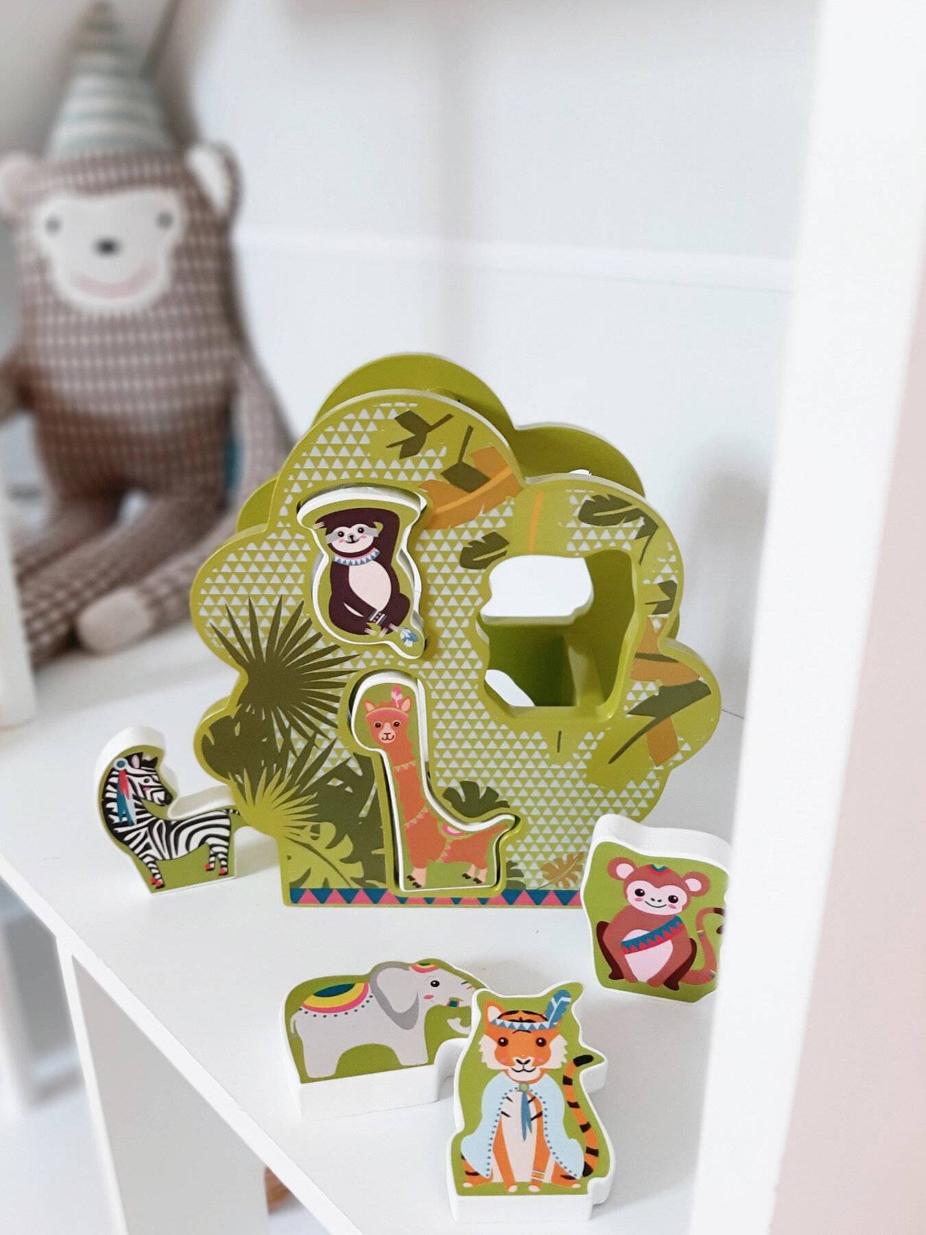 small foot 11091 Steckbaum Jungle aus Holz, FSC 100%-Zertifiziert, ab 12 Monaten Spielzeug, Mehrfarbig