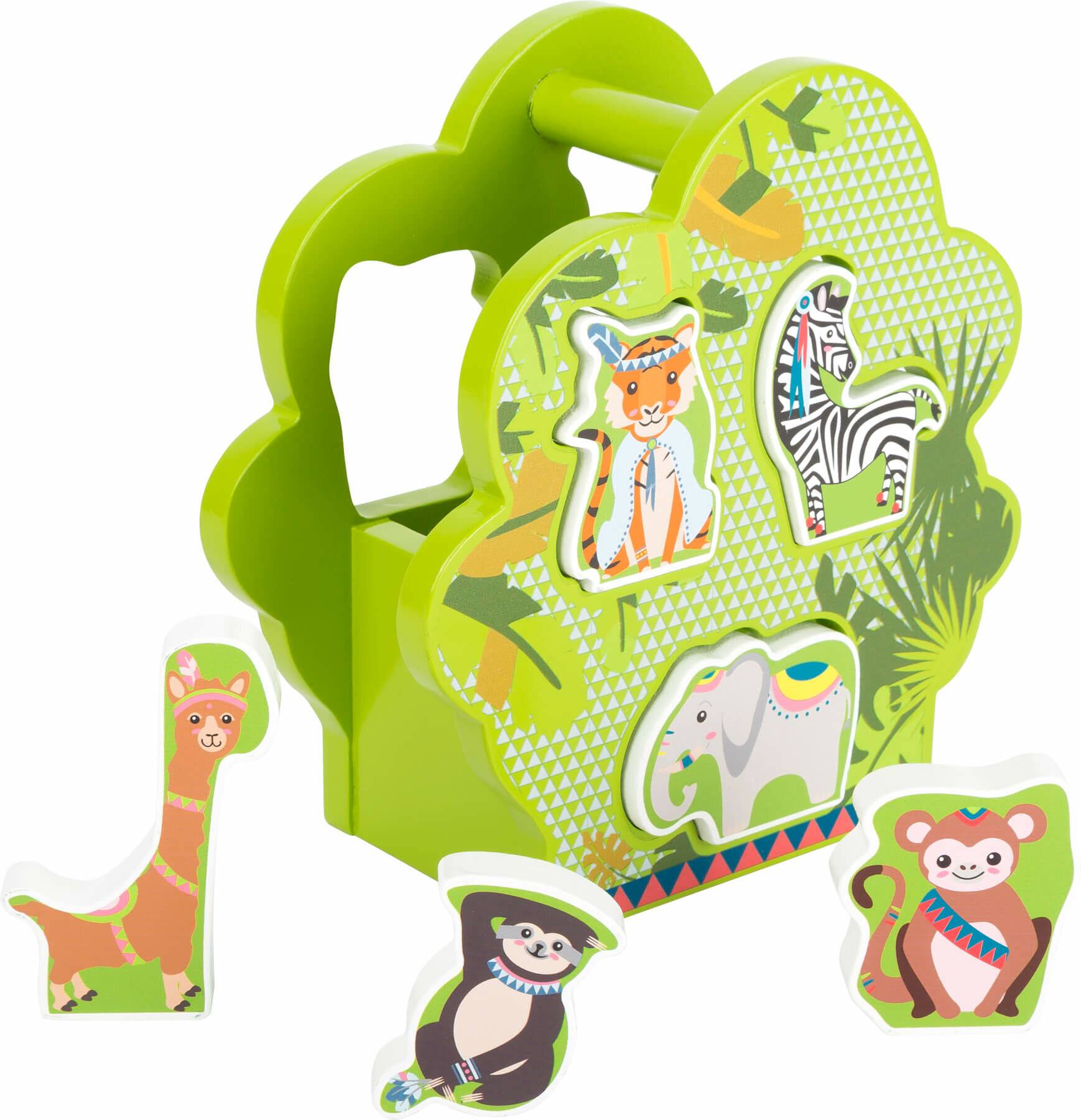 small foot 11091 Steckbaum Jungle aus Holz, FSC 100%-Zertifiziert, ab 12 Monaten Spielzeug, Mehrfarbig