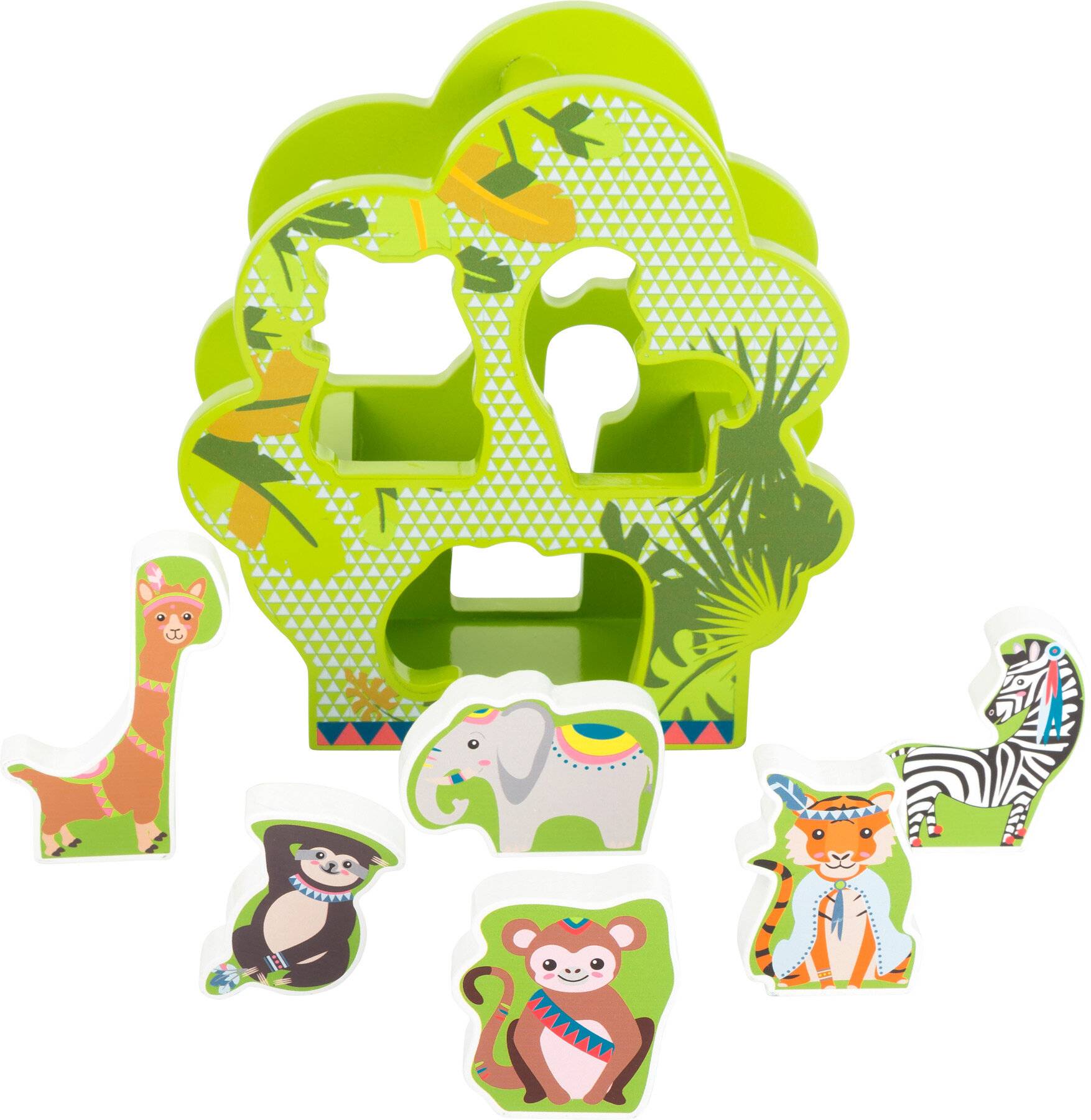 small foot 11091 Steckbaum Jungle aus Holz, FSC 100%-Zertifiziert, ab 12 Monaten Spielzeug, Mehrfarbig