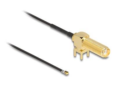 DELOCK Antennenkabel SMA 90° PCB Buchse zum Einbau zu I-PEX Multimedia-Technik Satelliten-Zubehör