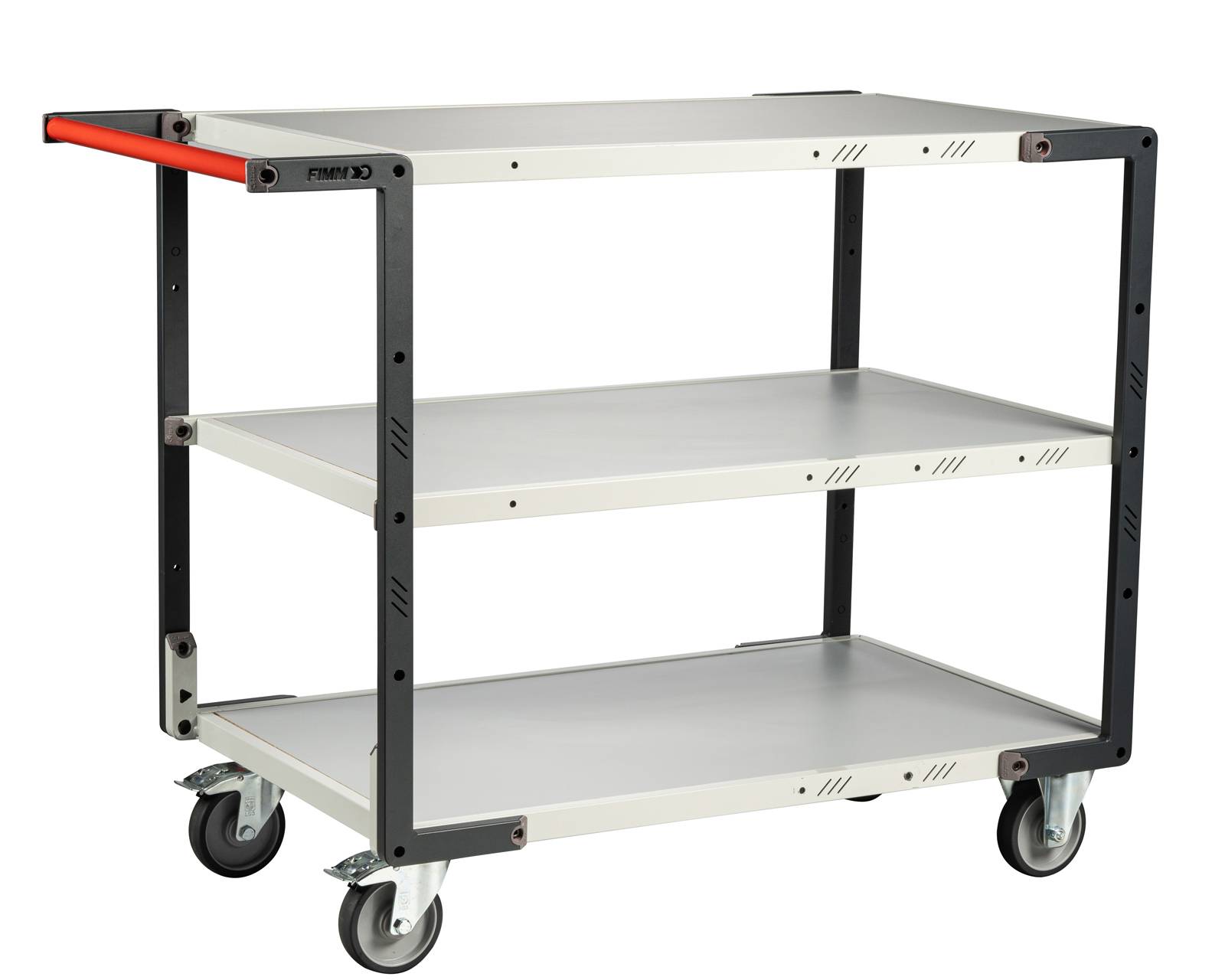 FIMM Tischwagen mit umklappbaren Bügel 3 Etagen Ladefläche 1000x595mm Tragkraft 250kg