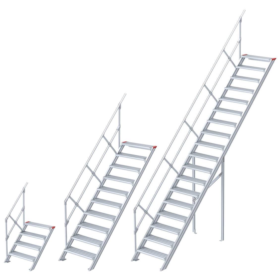 Euroline 510 Treppe 45° 600mm Stufenbreite 14 Stufen Stahl Gitterrost