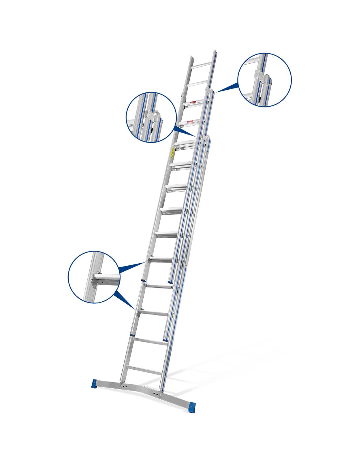 Mauderer Bavaria Schiebeleiter 925 mit gebogener Traverse 3x14 verstärkte Dreikantsprossen