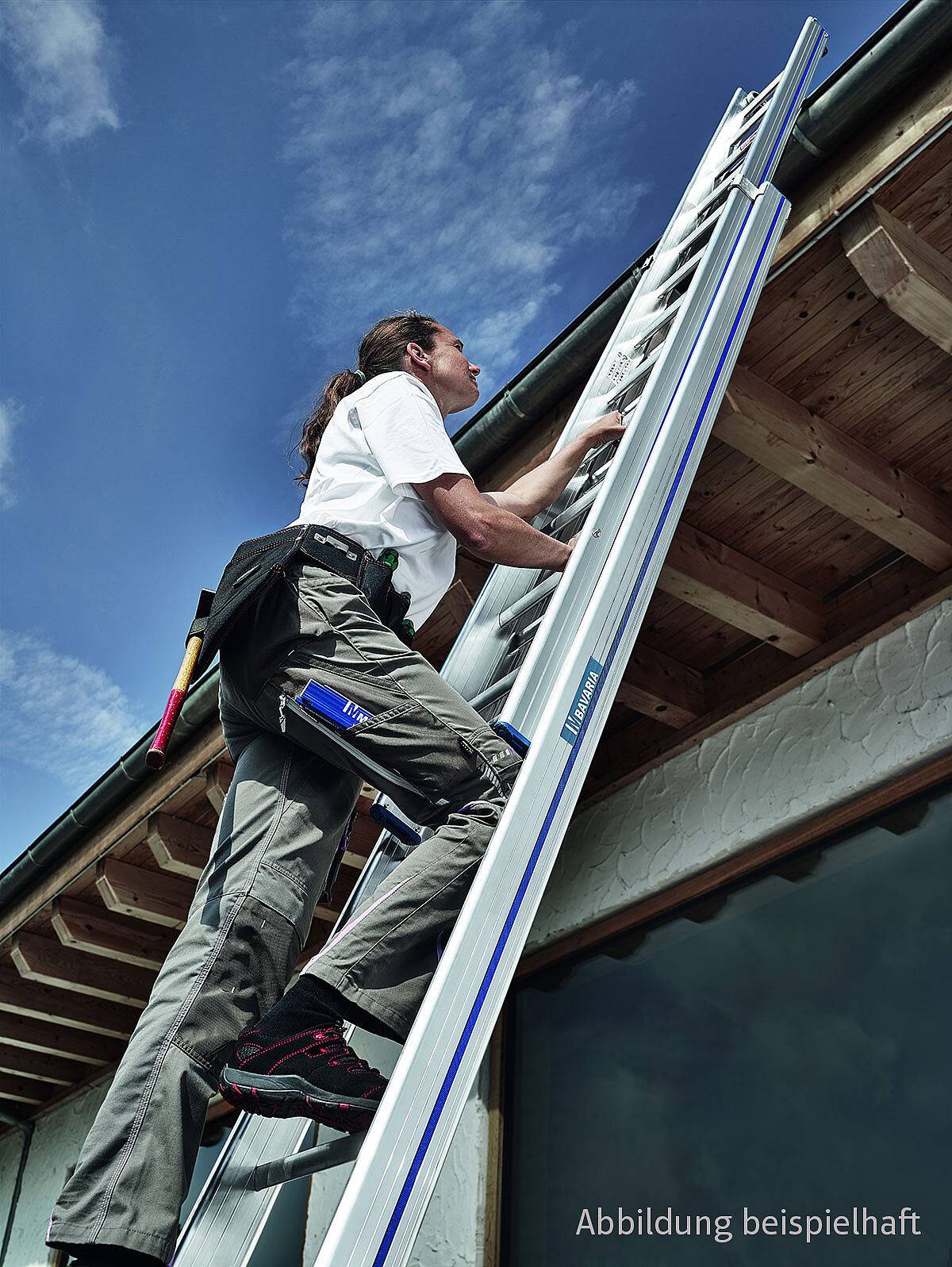 Mauderer Bavaria Schiebeleiter 920 mit Klapptraverse 2x12 Dreikantsprossen