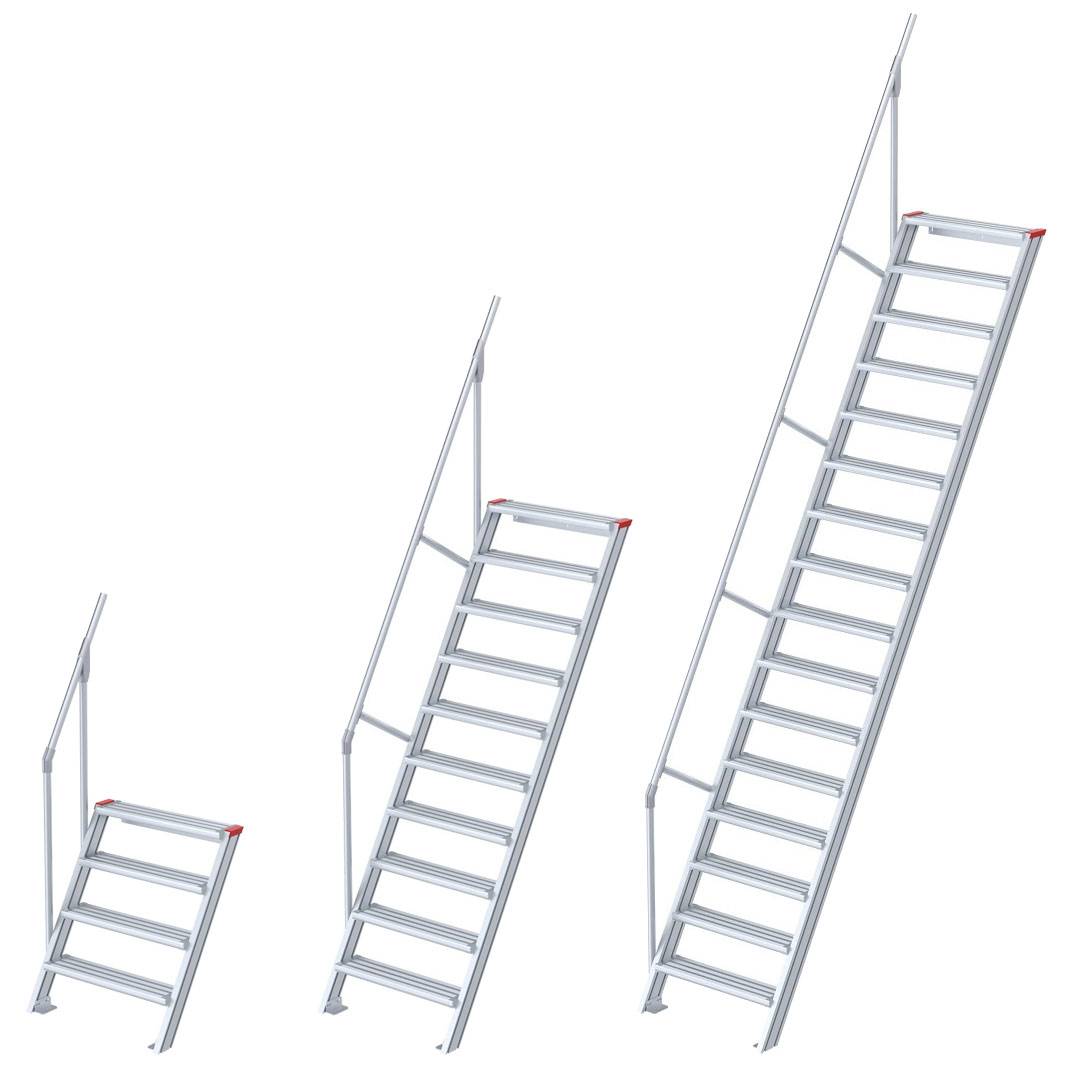 Euroline 510 Treppe 60° 800mm Stufenbreite 13 Stufen Stahl Gitterrost