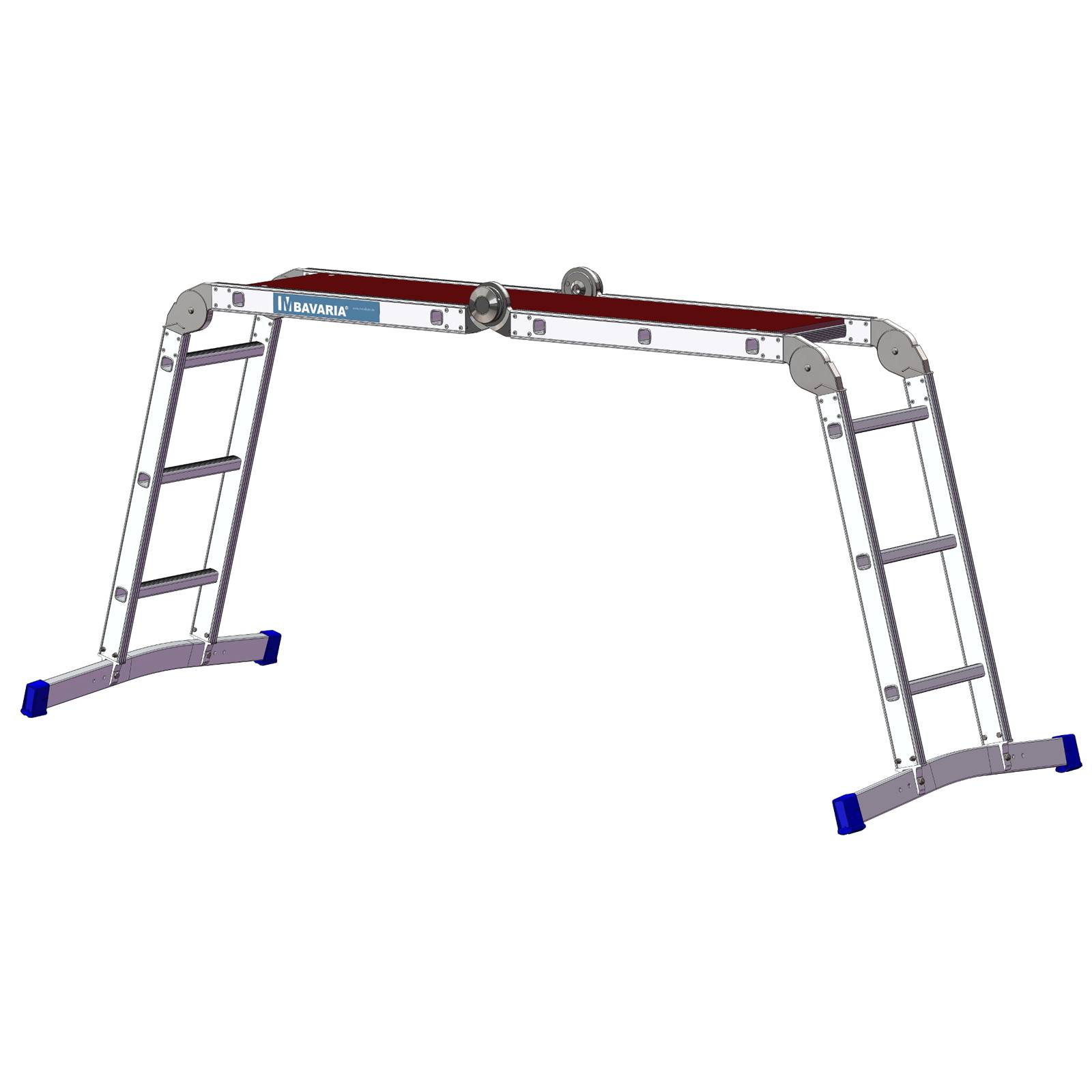 Mauderer Bavaria Sechsgelenkleiter als Behelfsgerüst mit Rastgelenk und gebogener Traverse 981-6 Kofferraumleiter 4x3 Sprossen