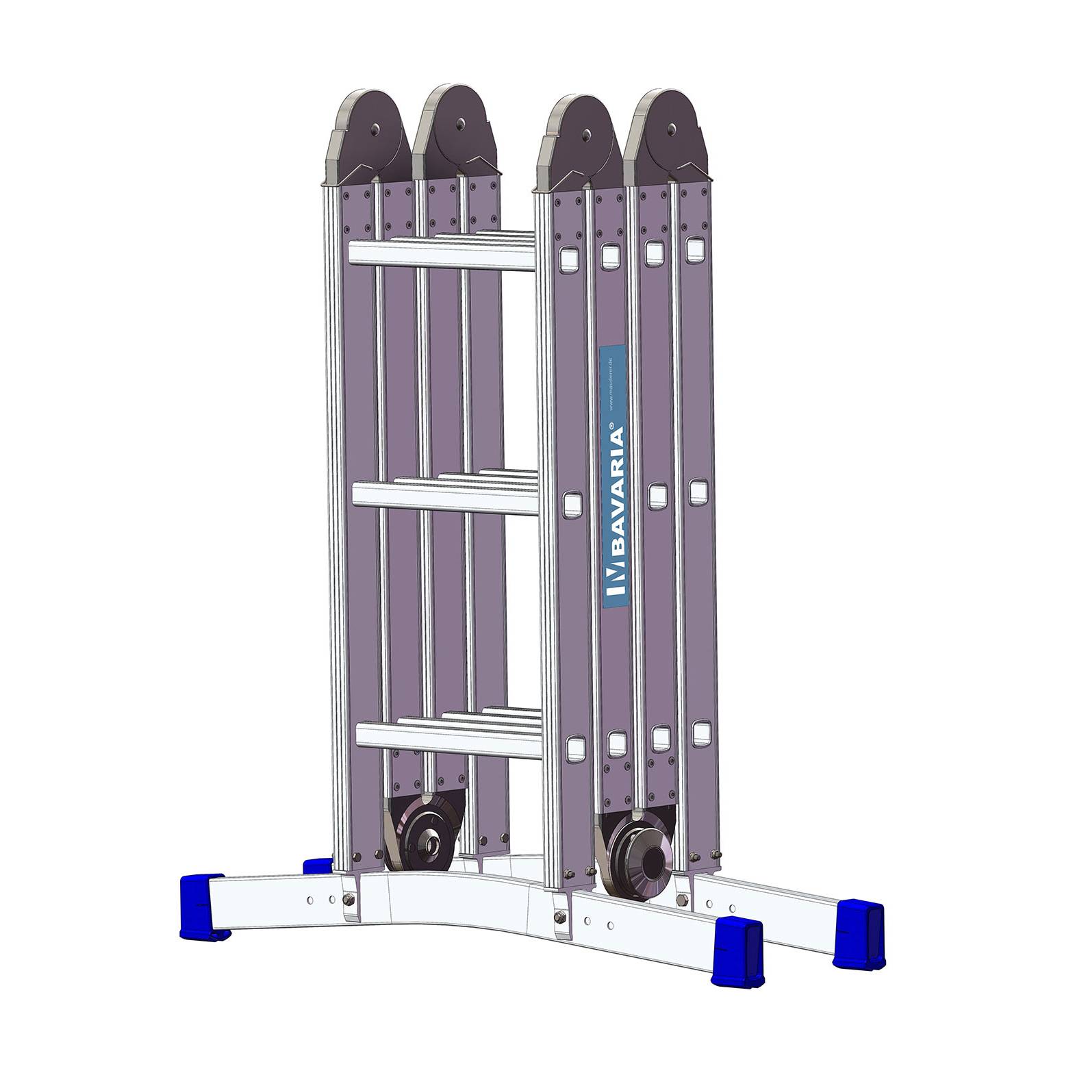 Mauderer Bavaria Sechsgelenkleiter als Behelfsgerüst mit Rastgelenk und gebogener Traverse 981-6 Kofferraumleiter 4x3 Sprossen