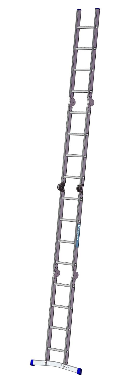 Mauderer Bavaria Sechsgelenkleiter als Behelfsgerüst mit Rastgelenk und gebogener Traverse 981-6 Kofferraumleiter 4x3 Sprossen