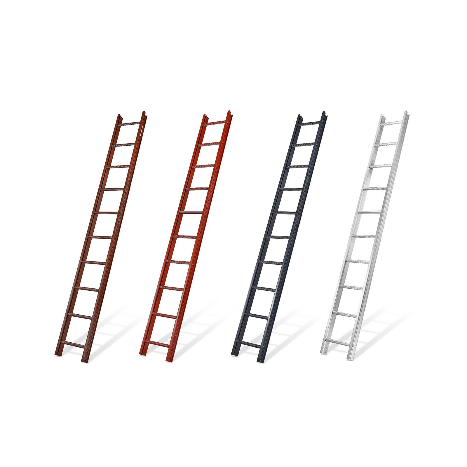 Mauderer Bavaria Aluminium Dachauflegeleiter 995 mit spezieller Dreikantsprossenkontur Rot 10 Sprossen 2,80m Lang