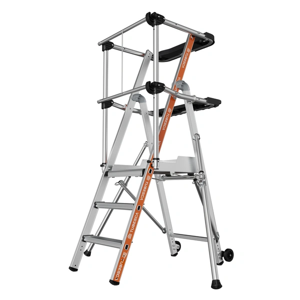 Siedra Stufen Plattformleiter mit Fallschutzschienen und halbautomatischem Schließmechanismus 3 Stufen Siedra Stufen Plattformleiter mit Fallschutzschienen und halbautomatischem Schließmechanismus 3 Stufen