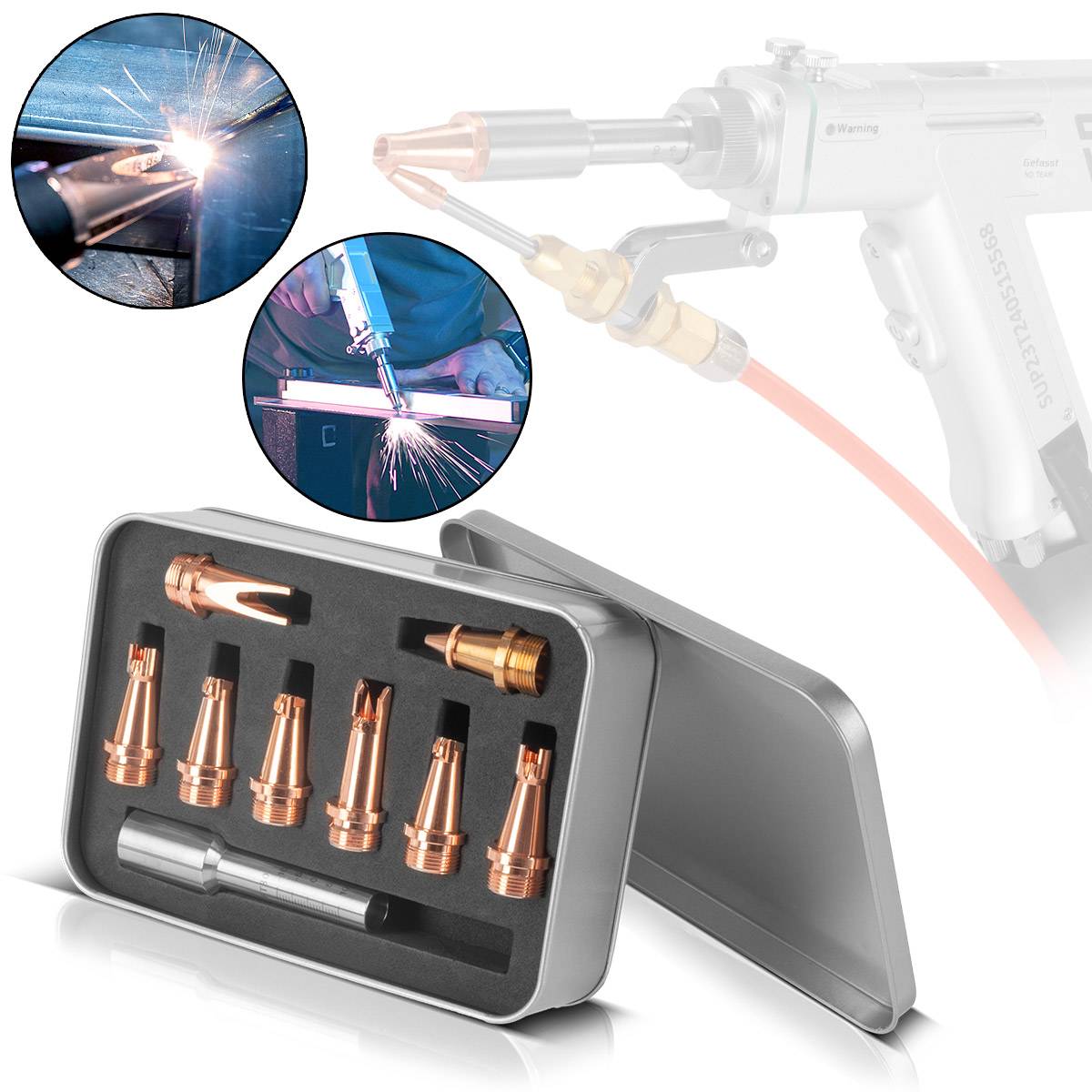 STAHLWERK Laser-Düsen 9er Set Profi-Zubehör für Laser-Schweißbrenner SUP 23T