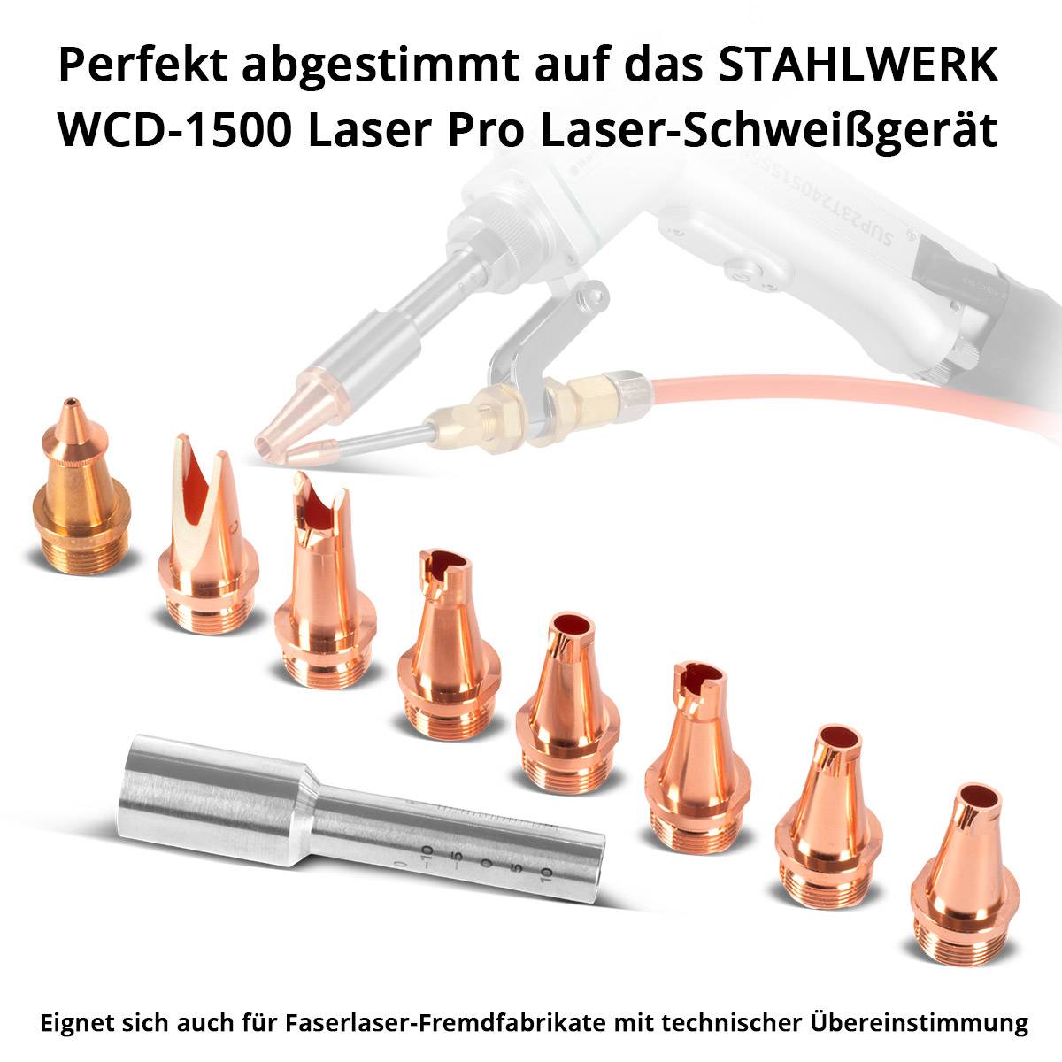 STAHLWERK Laser-Düsen 9er Set Profi-Zubehör für Laser-Schweißbrenner SUP 23T