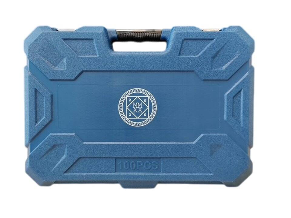 MMXX Werkzeugkoffer 100-teilig - Universal-Set mit 72-Zahn Knarren 1/4" & 1/2", Zangen & Hammer im schlagfesten Koffer