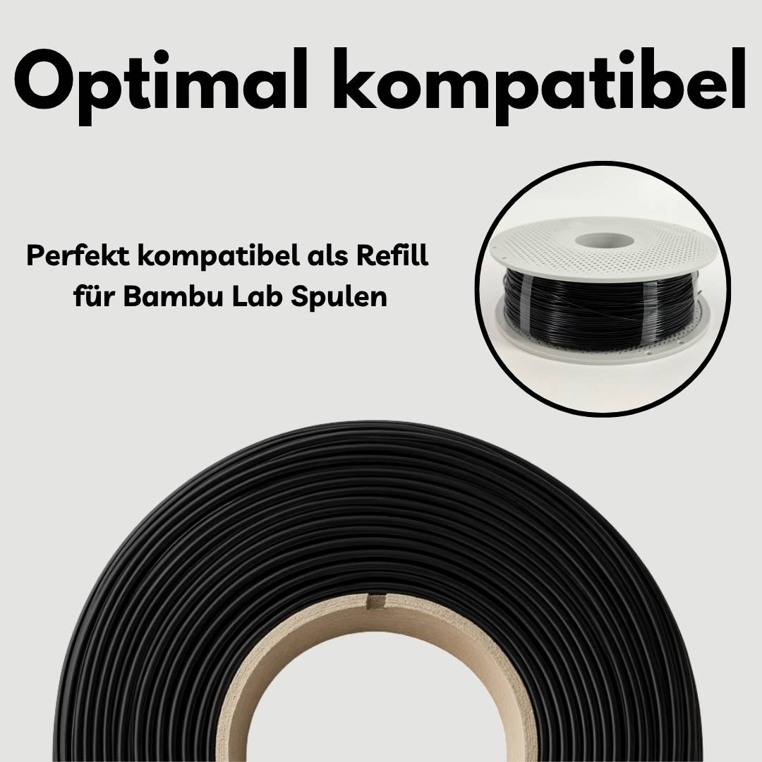 5kg Refill Filament PETG-HF für Bambu Lab 3D Drucker für Bambulab Leerspule schwarz 1,75mm