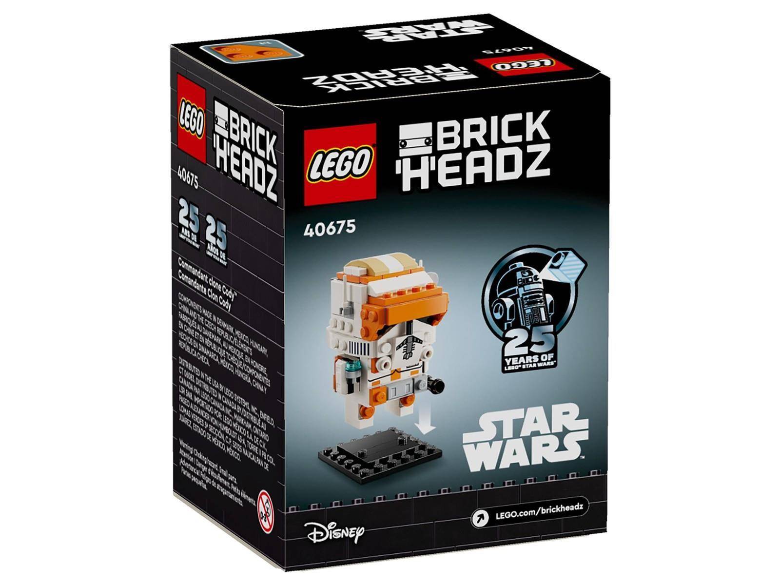 LEGO BrickHeadz Star Wars Karton mit einem 25-Jahr-Jubiläum R2-D2 Modell, Set 40675, auf der Vorderseite der Verpackung abgebildet.