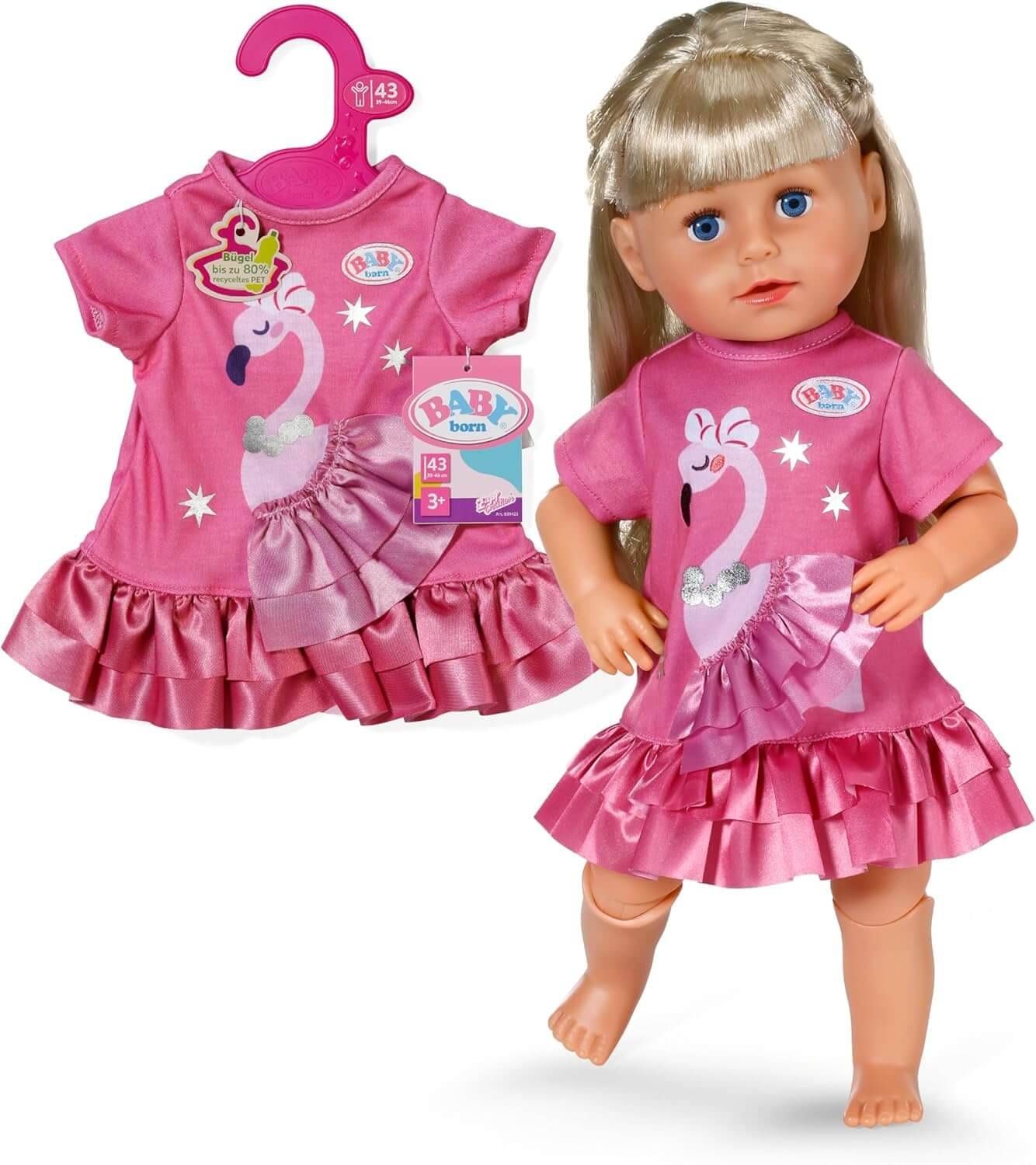 Zapf Creation 839423 - BABY born Kleid Flamingo 43cm