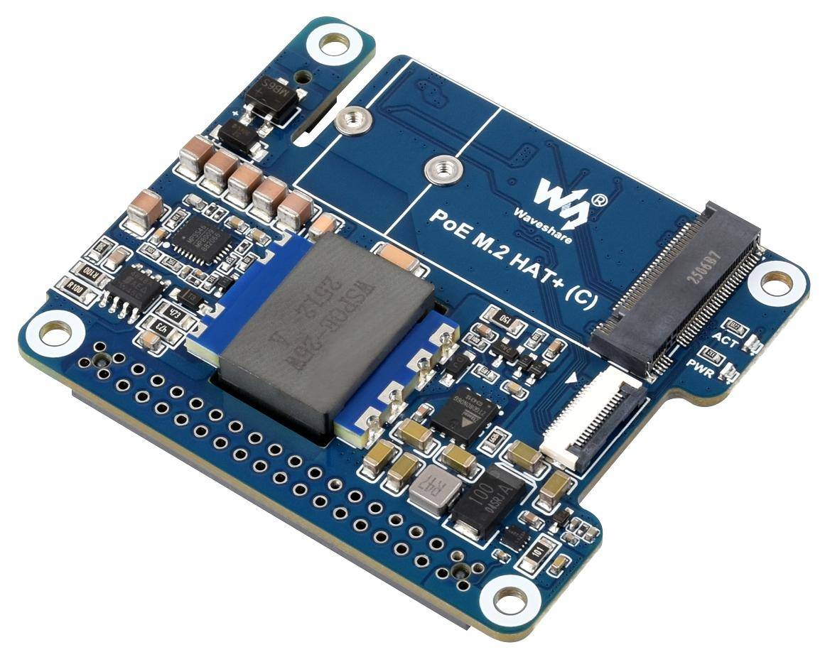 Waveshare PoE-M2-HAT-Plus-C, NVMe M2 SSD, 2230/2242, Boot Unterstützung, PCIe, PoE, 5V/5A