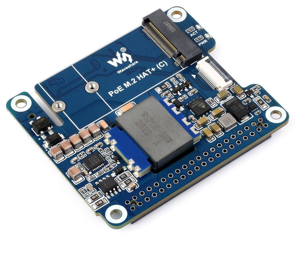 Waveshare PoE-M2-HAT-Plus-C, NVMe M2 SSD, 2230/2242, Boot Unterstützung, PCIe, PoE, 5V/5A
