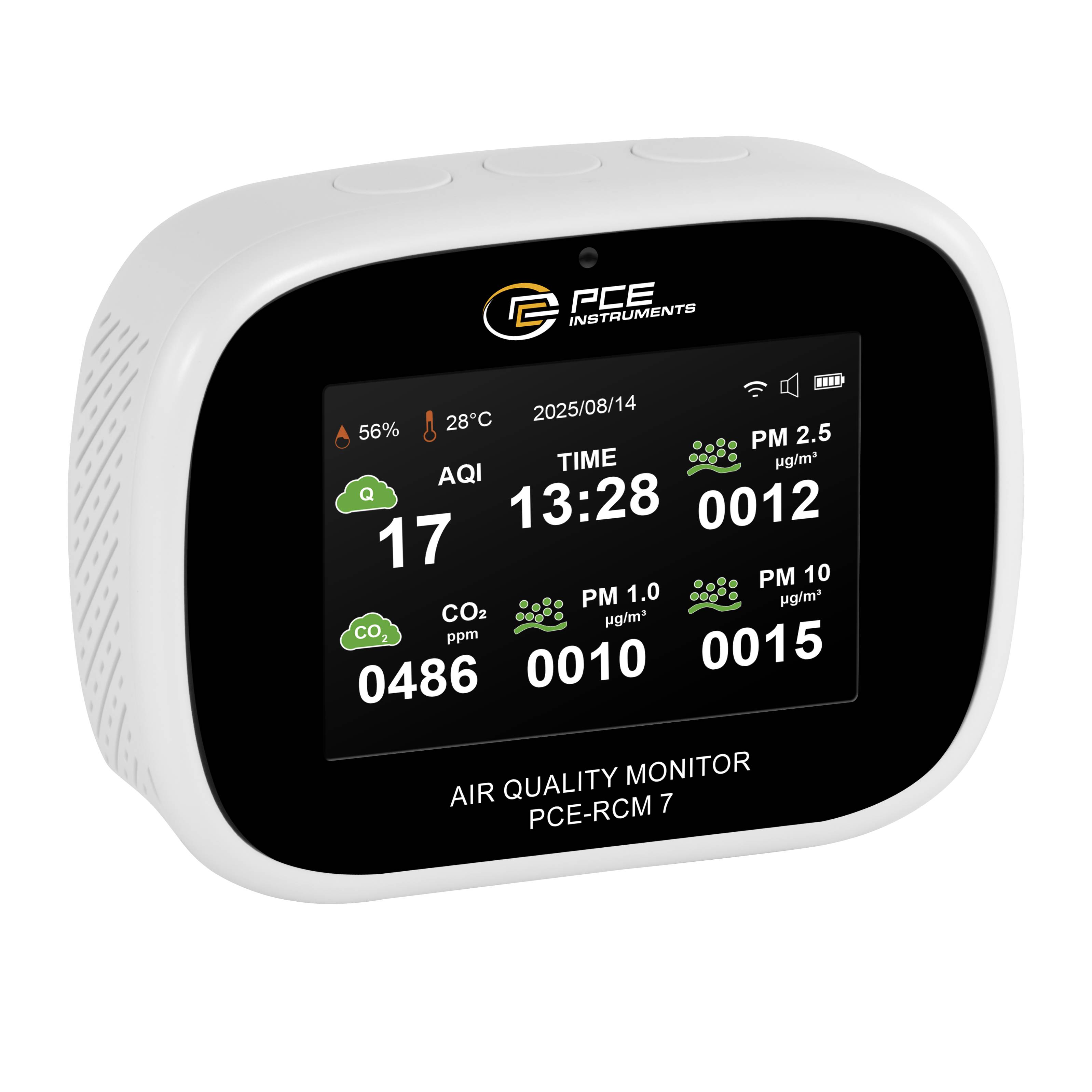 PCE Instruments CO2 Messgerät PCE-RCM 7 |CO2 400 ... 5000 ppm |Feuchte relativ| Formaldehyd |Partikel |TVOC |Temperatur