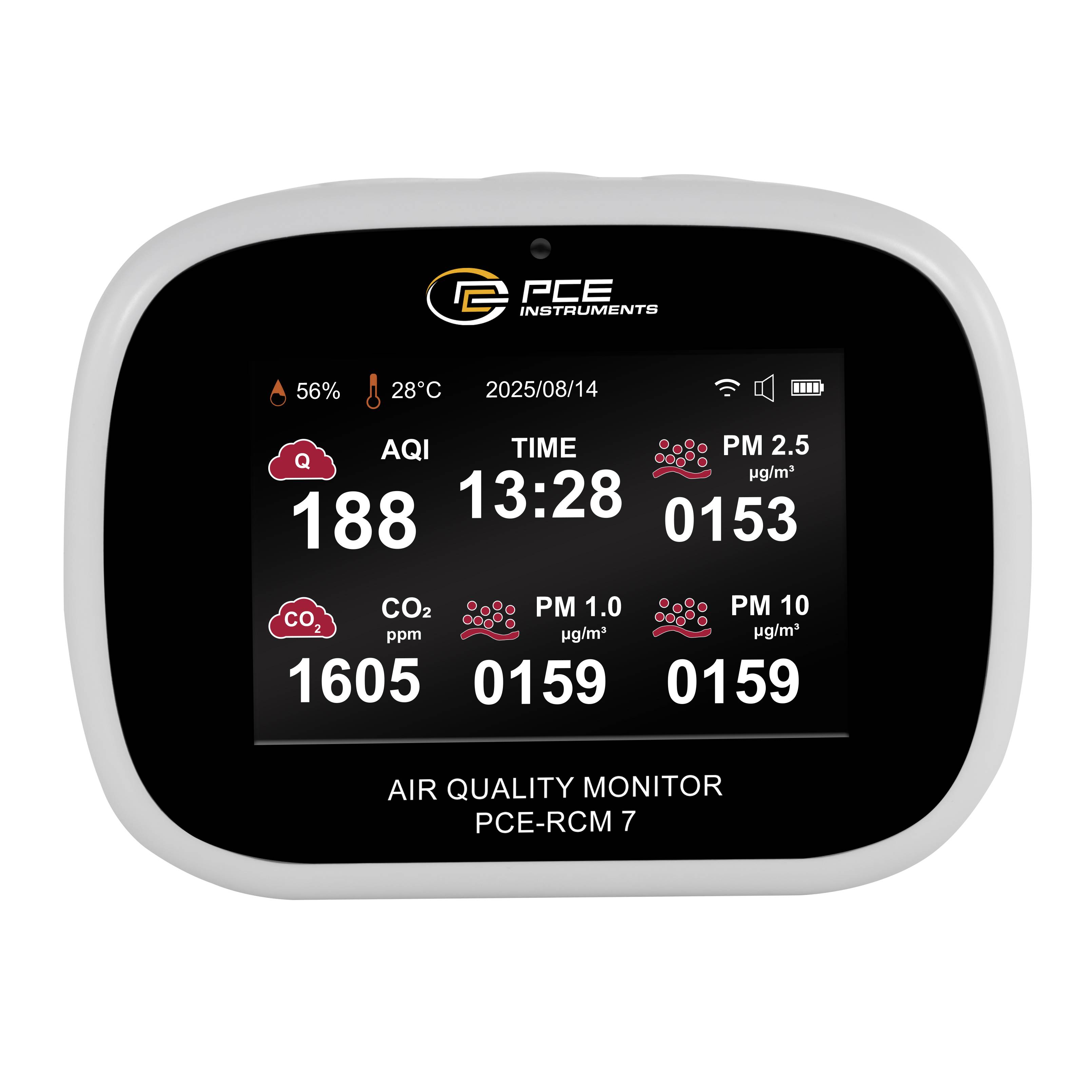 PCE Instruments CO2 Messgerät PCE-RCM 7 |CO2 400 ... 5000 ppm |Feuchte relativ| Formaldehyd |Partikel |TVOC |Temperatur