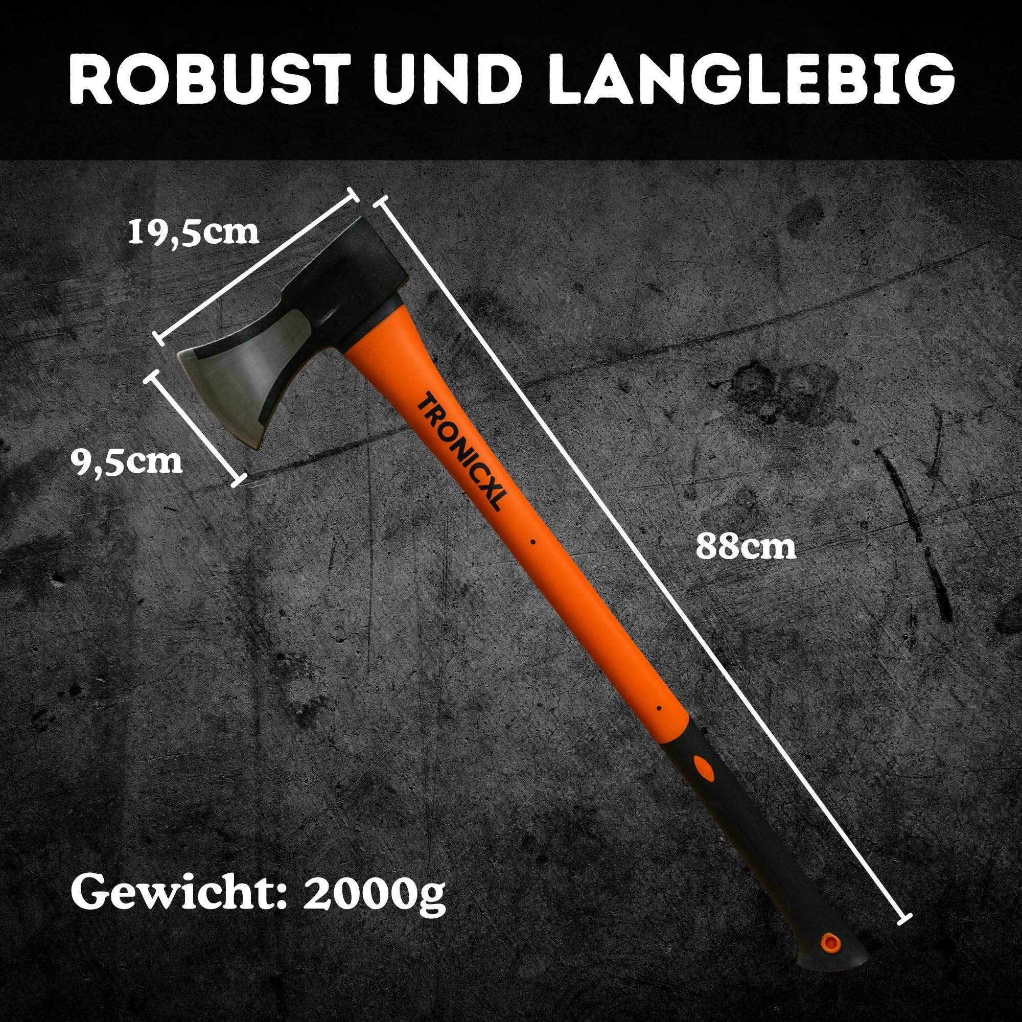 Spaltaxt Set für Holz Forst Axt Beil Keile I Kurzes Spaltbeil 600g Axt + Lange Fällaxt 2000g + Fällkeile I Profi Spaltaxt mit Keilen für Forstbeda