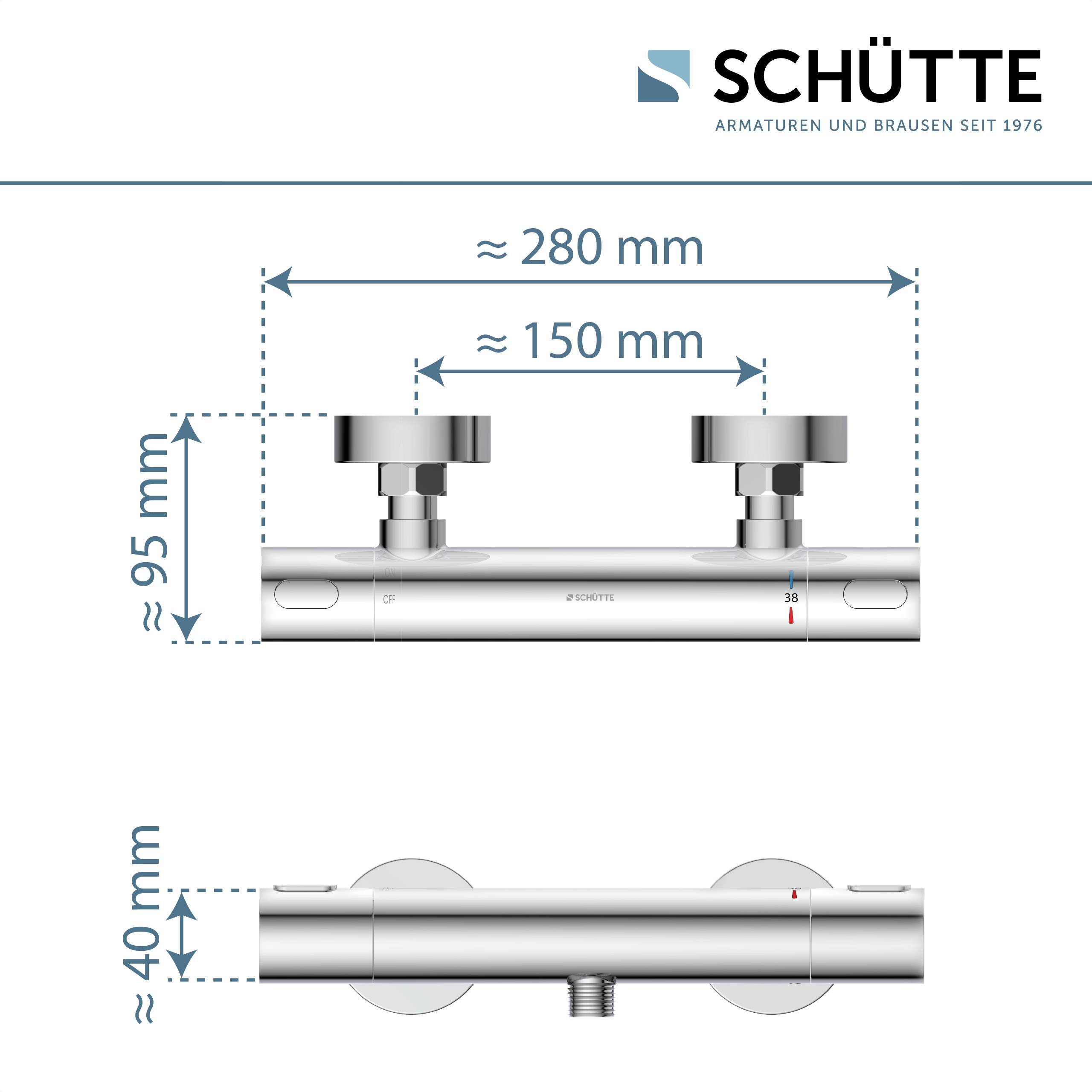MONZA Thermostat Duscharmatur, Chrom