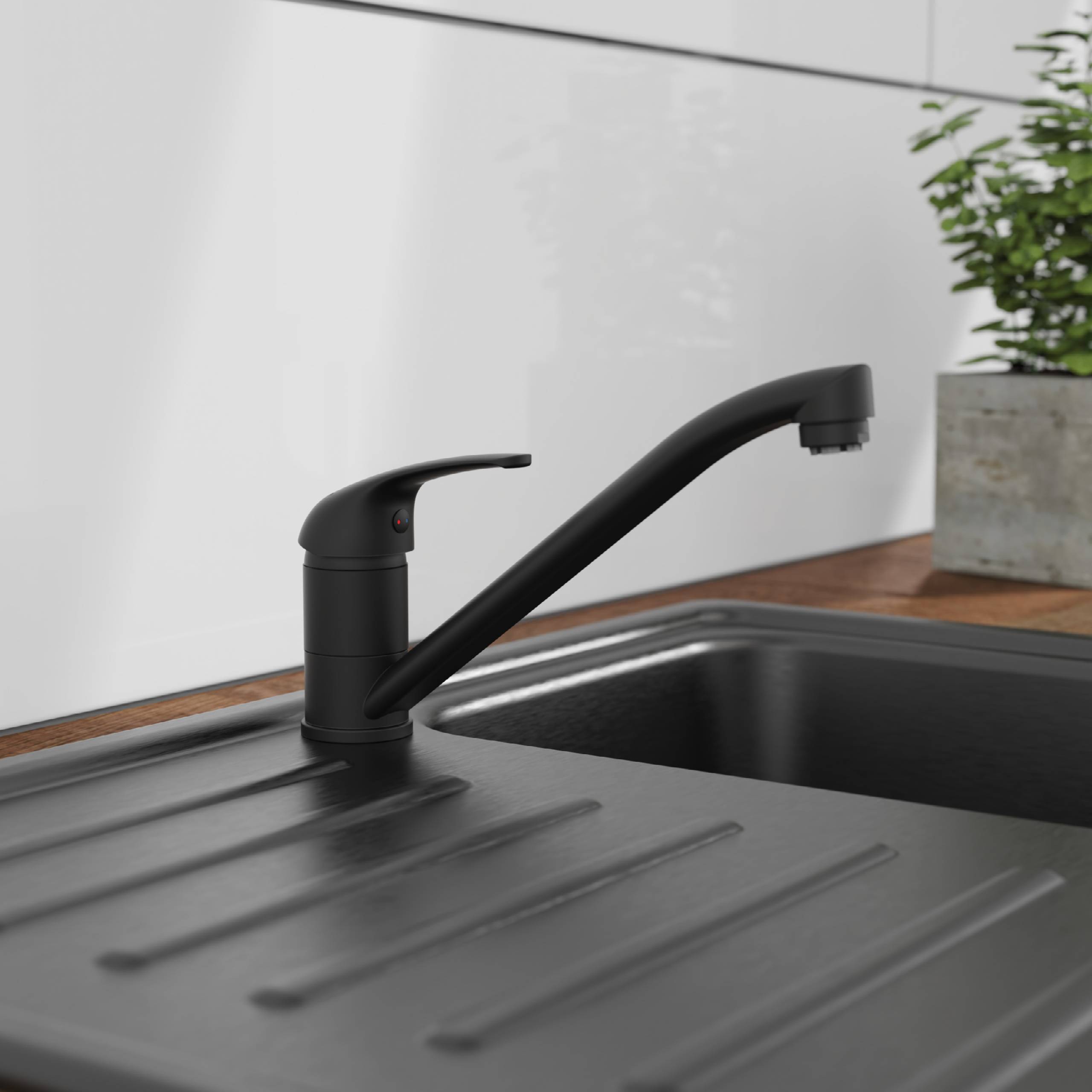 GENUA Spültischarmatur Niederdruck, Schwarz matt