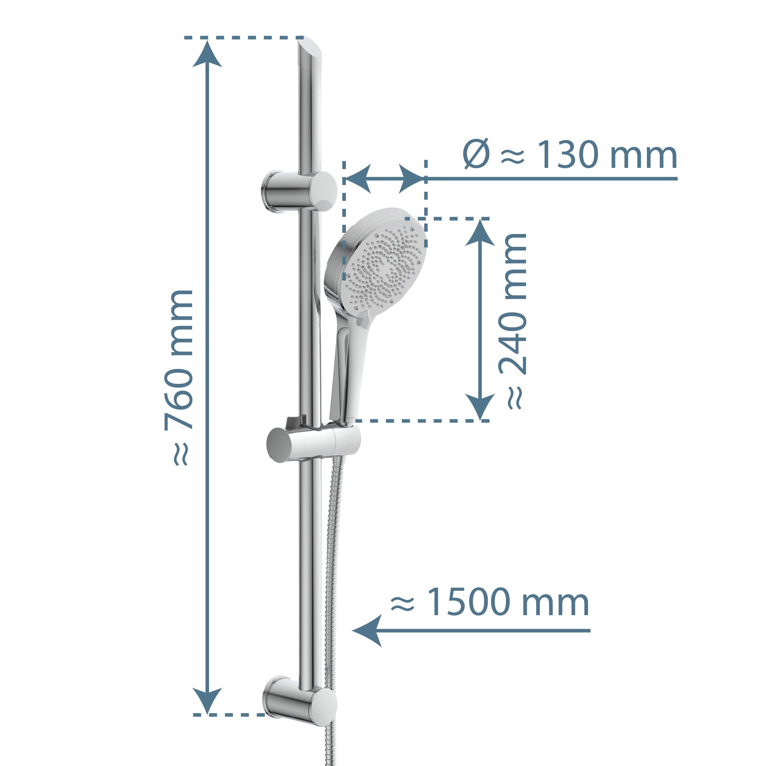 CORDOBA Stangenbrause-Set, Chrom