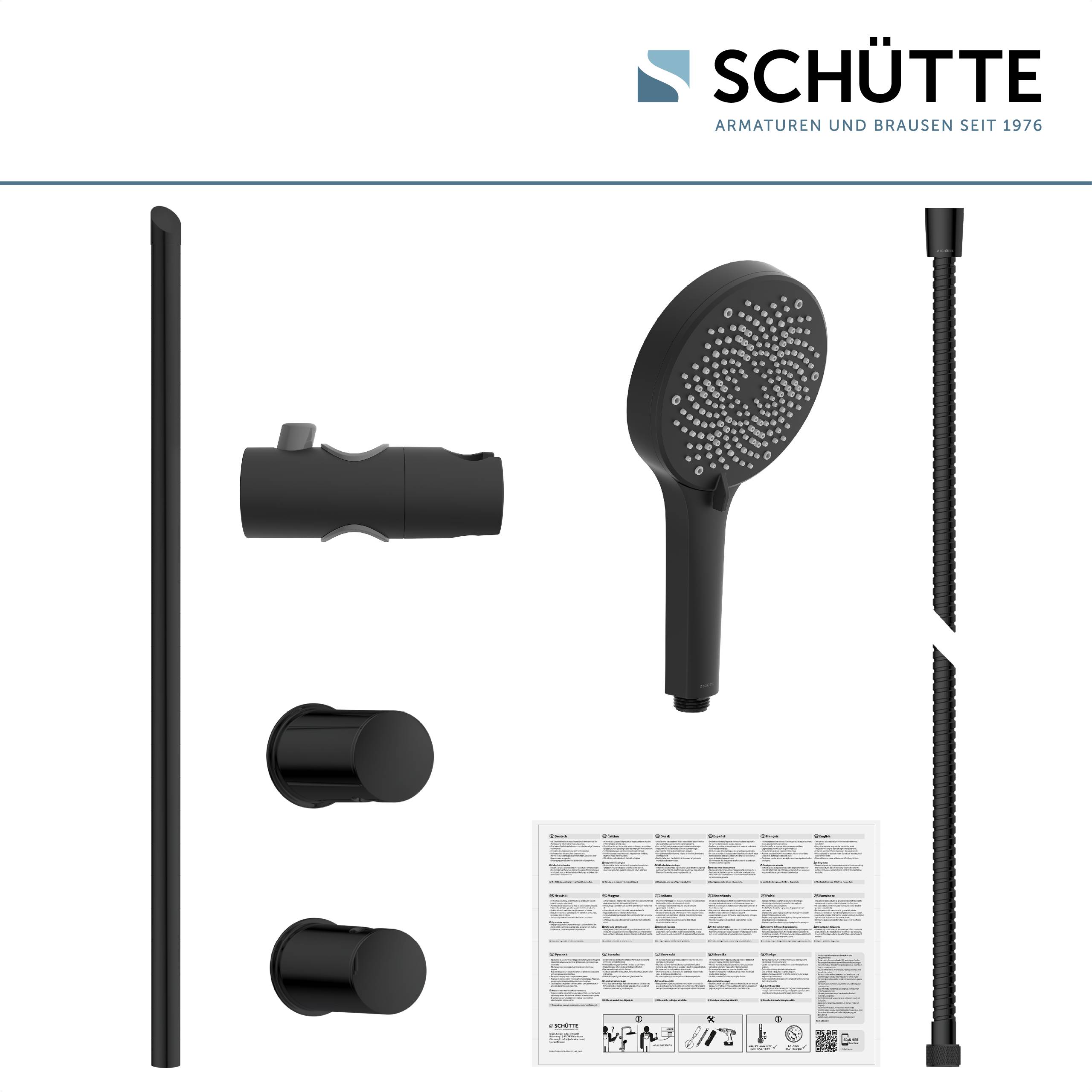 CORDOBA Stangenbrause-Set, Schwarz