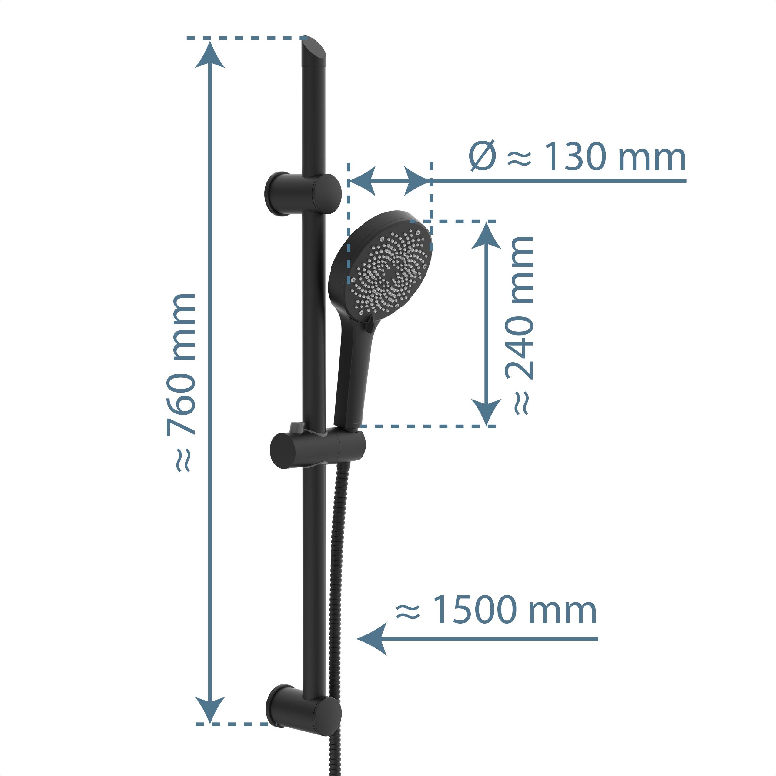 CORDOBA Stangenbrause-Set, Schwarz