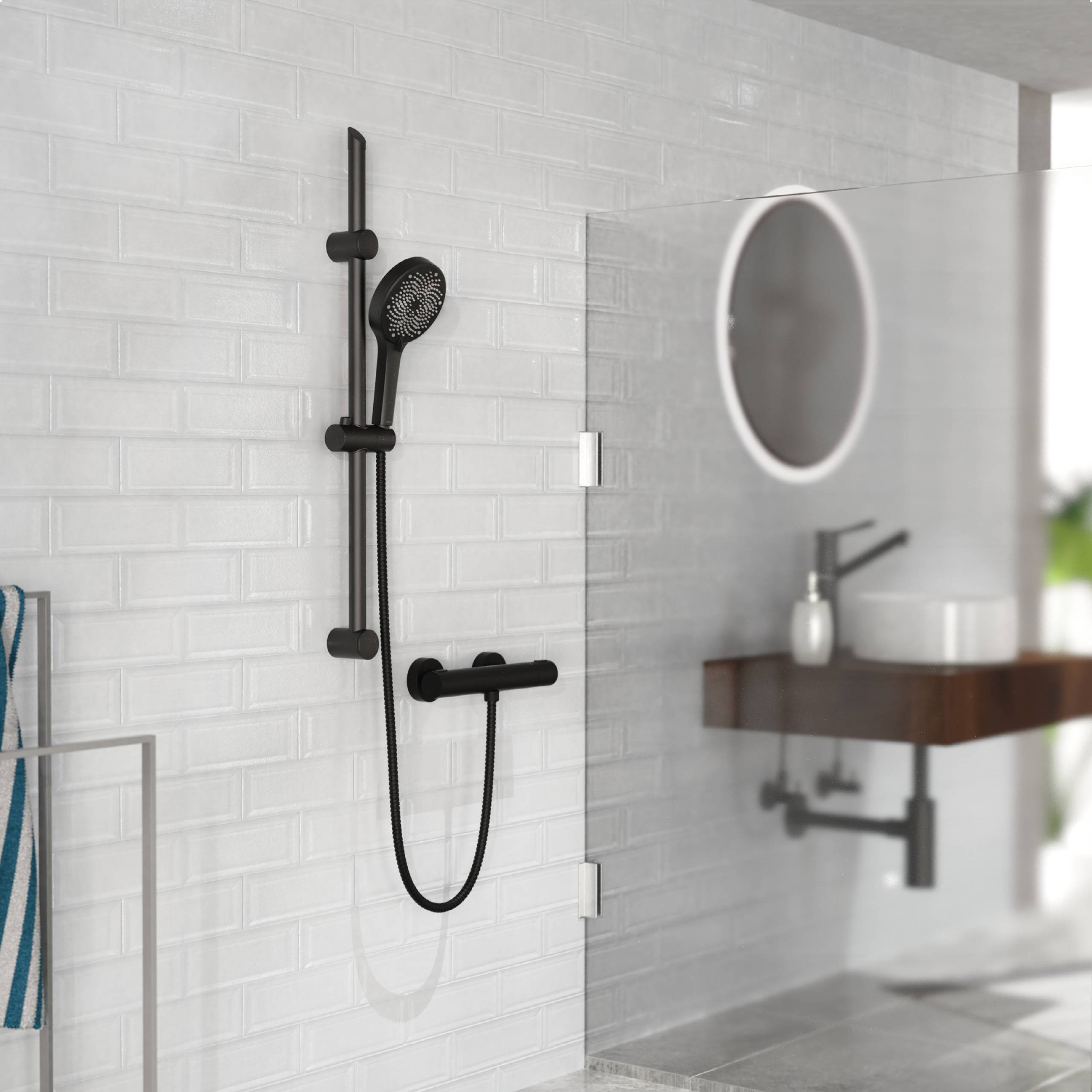 CORDOBA Stangenbrause-Set, Schwarz