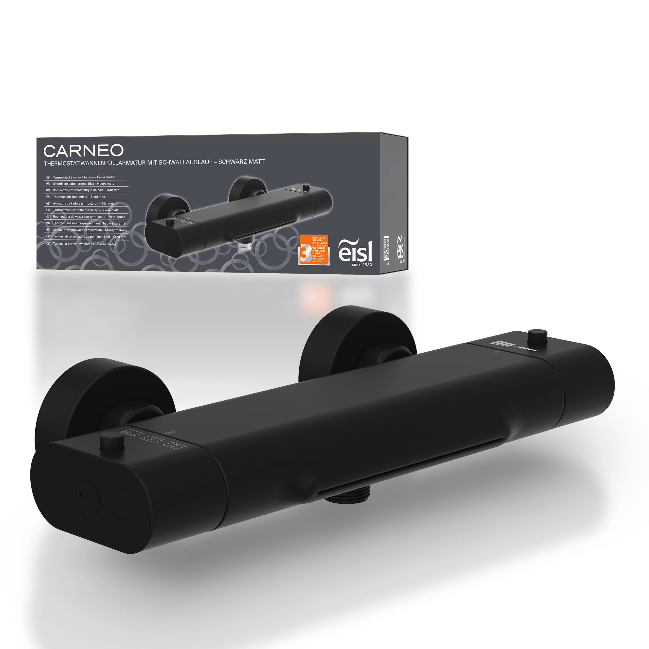 CARNEO Wannenfüllarmatur, Schwarz matt, mit Schwallauslauf