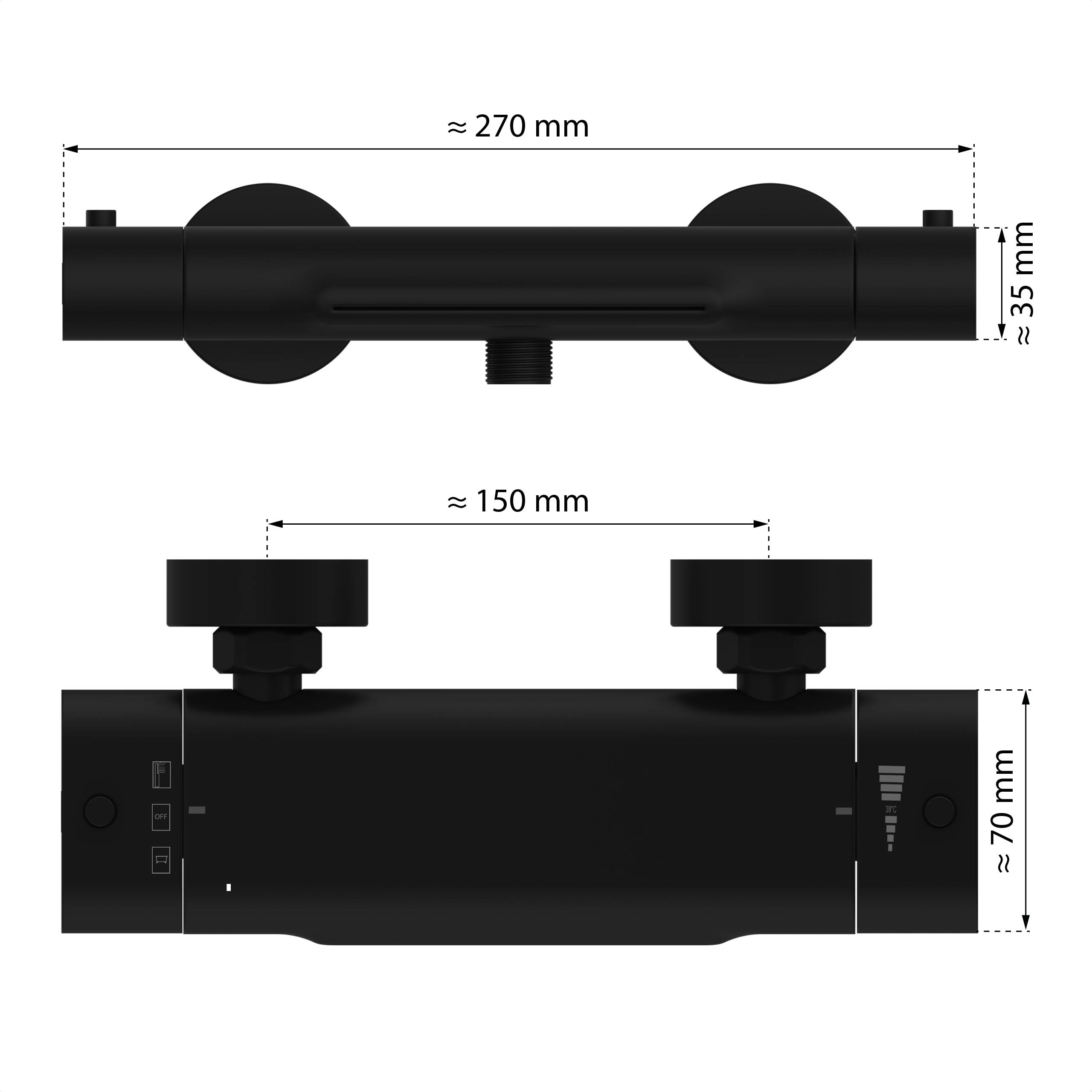 CARNEO Wannenfüllarmatur, Schwarz matt, mit Schwallauslauf