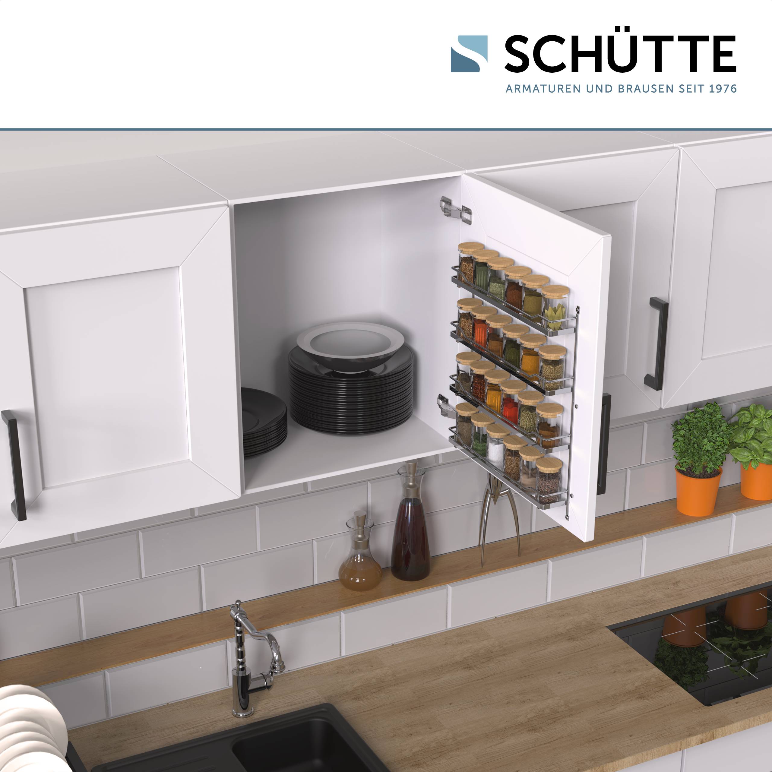 Gewürzbord, Chrom, 370 x 60 x 425 mm, für 4 x 6 Dosen