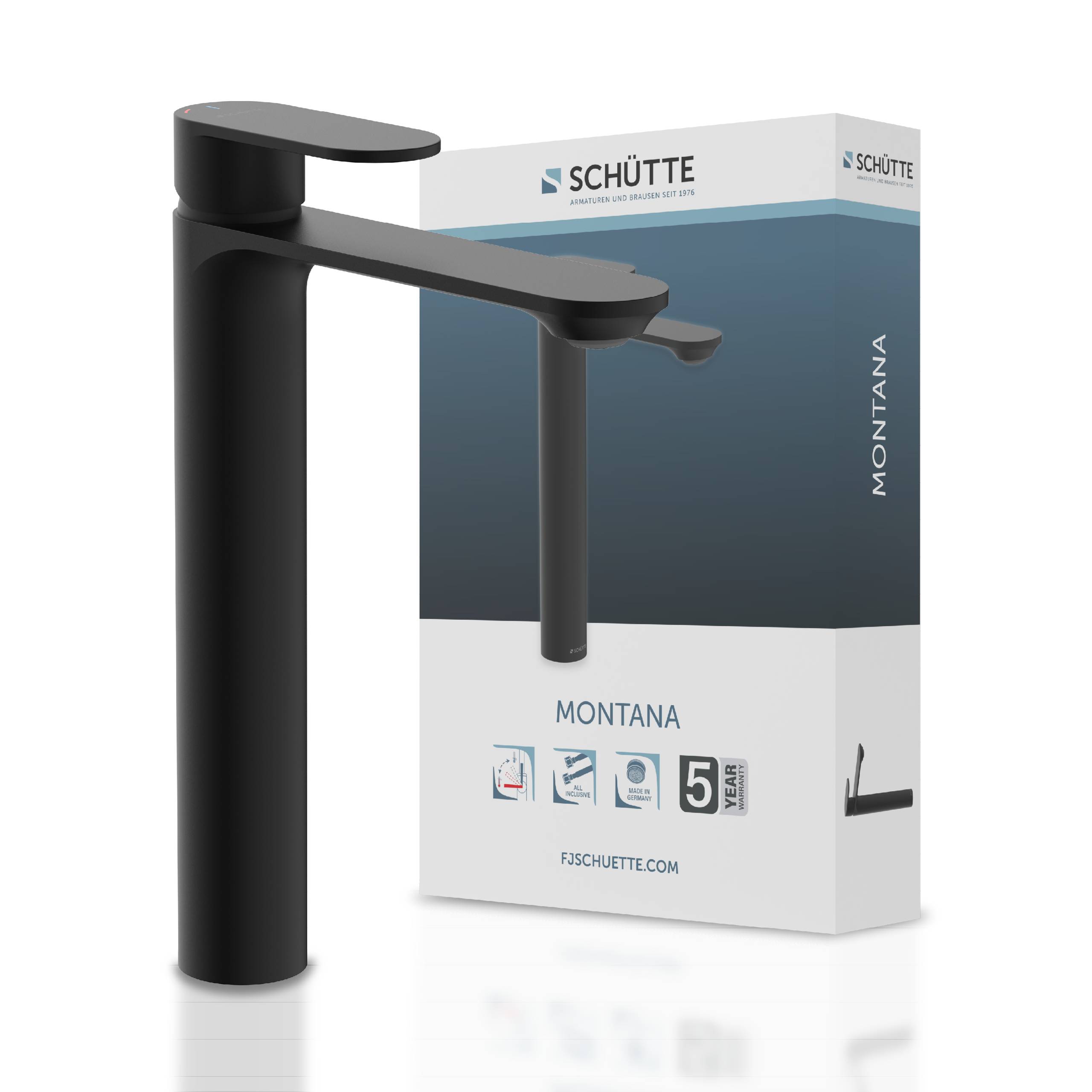 MONTANA Waschtischarmatur, Schwarz matt, für Aufsatzwaschbecken