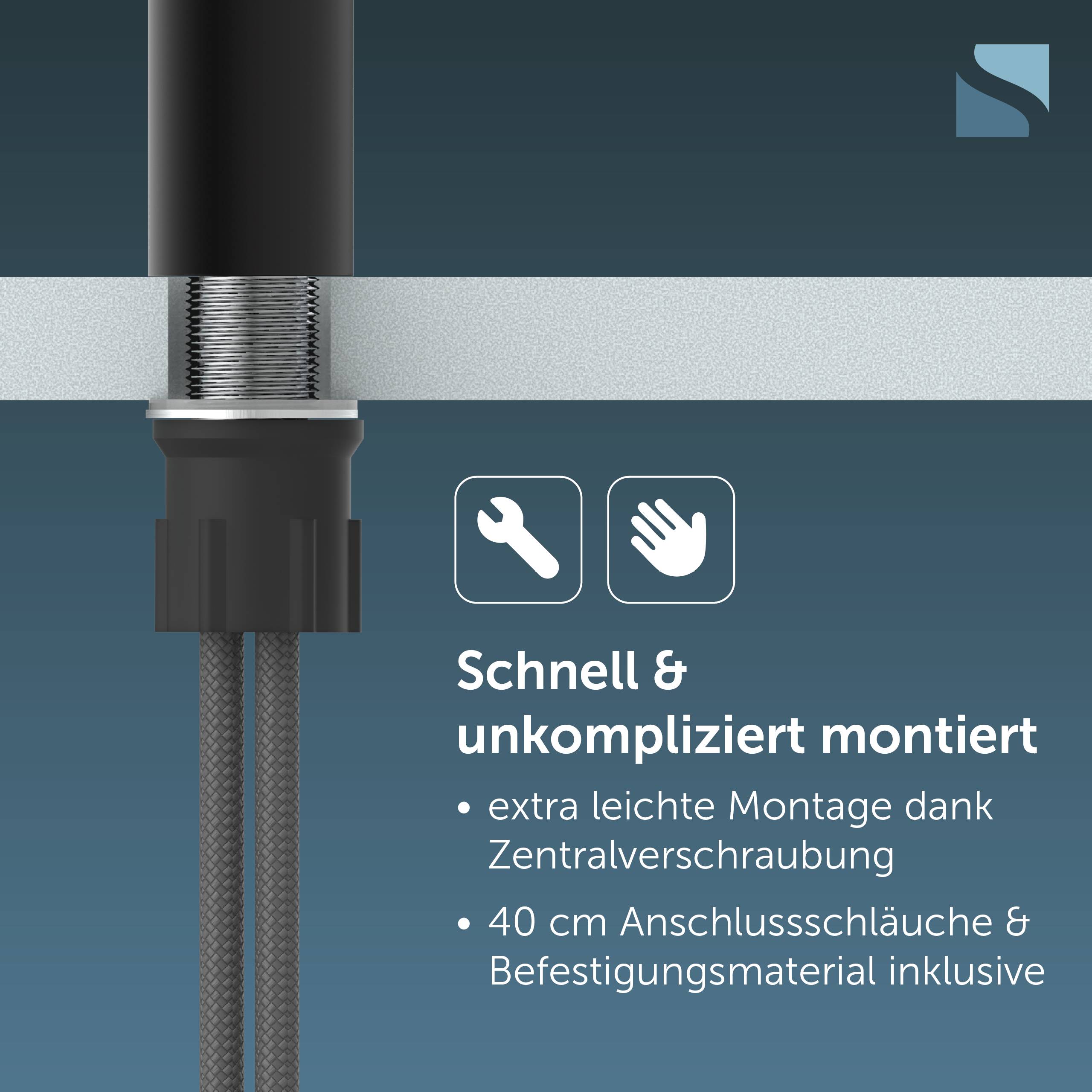 MONTANA Waschtischarmatur, Schwarz matt, für Aufsatzwaschbecken