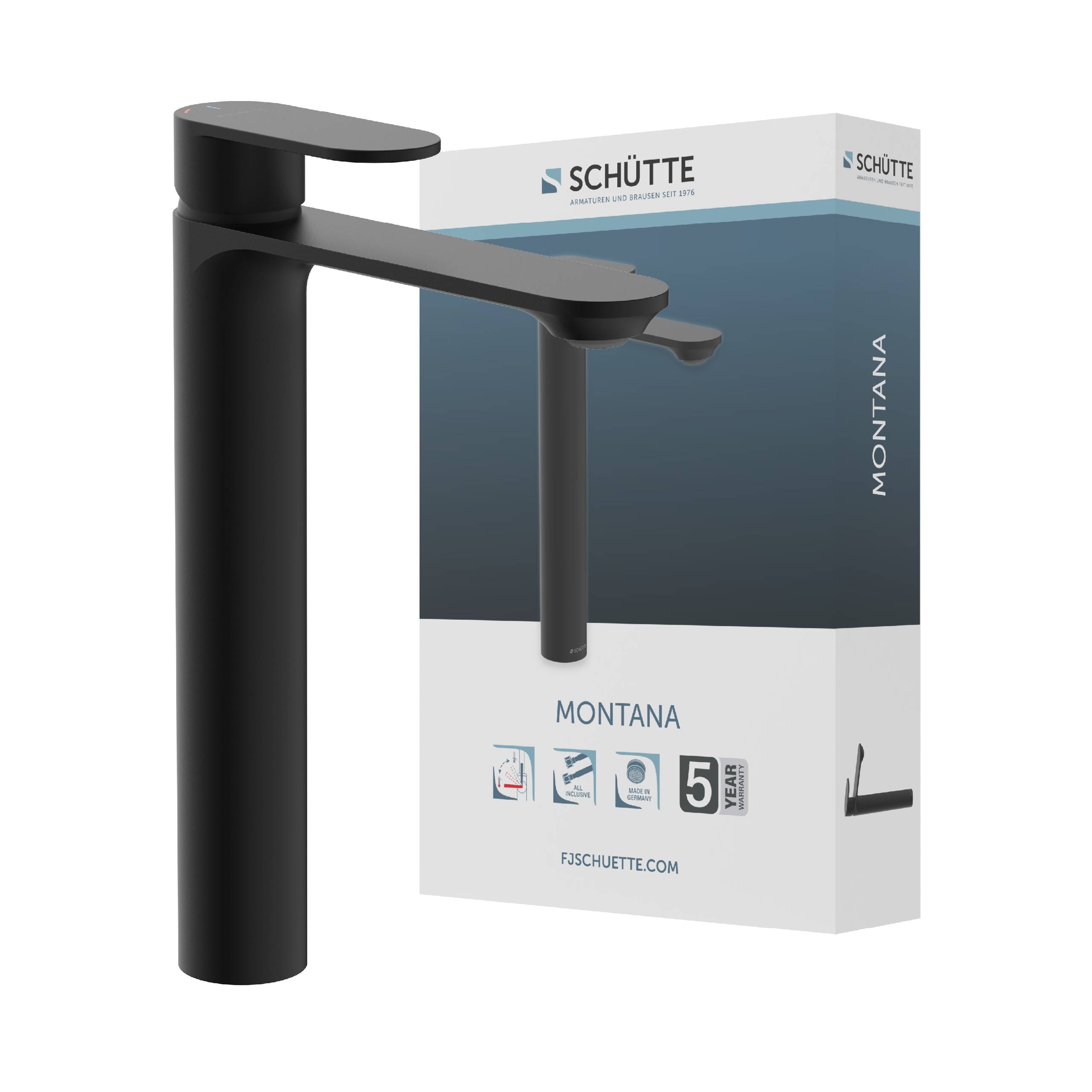 MONTANA Waschtischarmatur, Schwarz matt, für Aufsatzwaschbecken