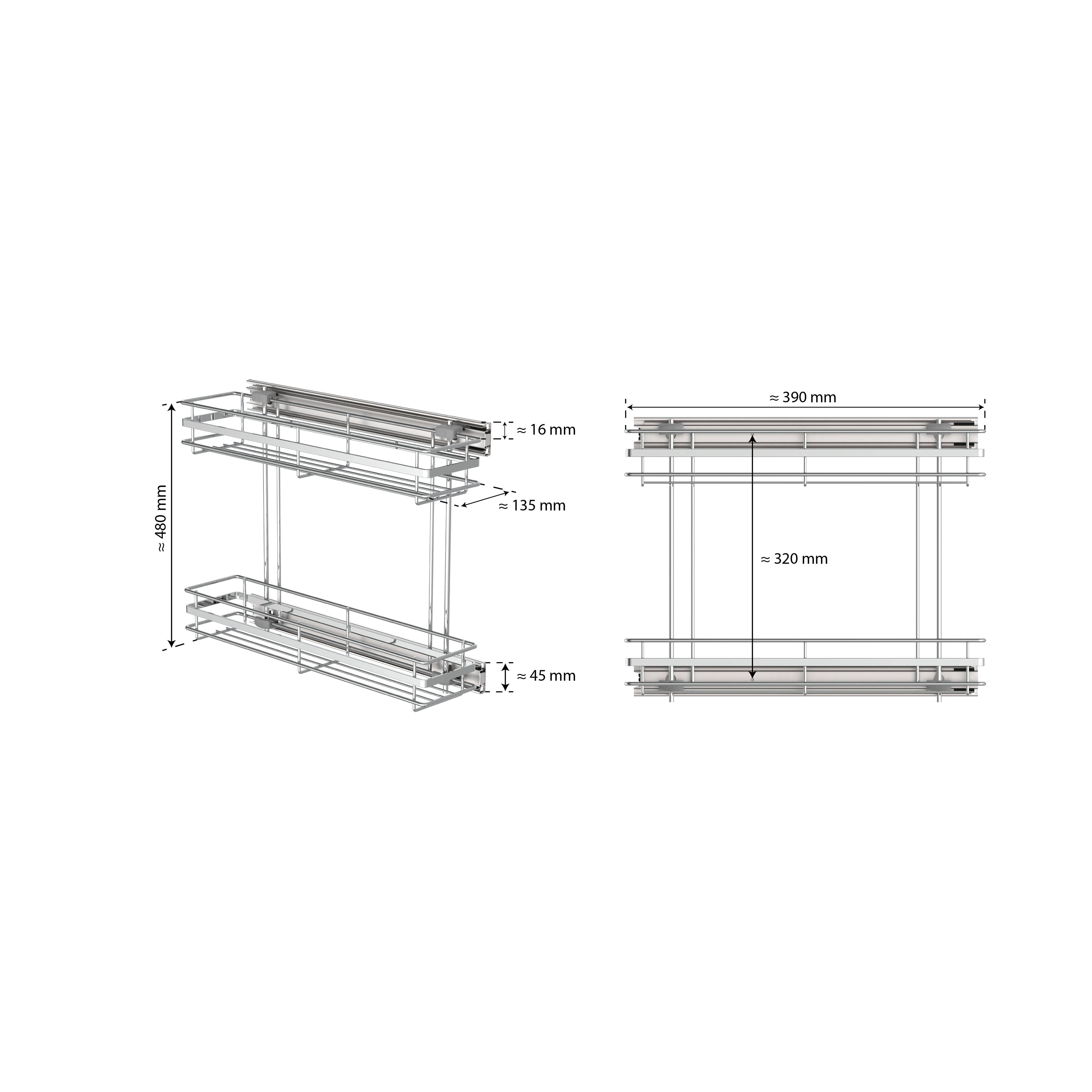 Spülenauszug, Chrom, 135 x 480 x 390 mm