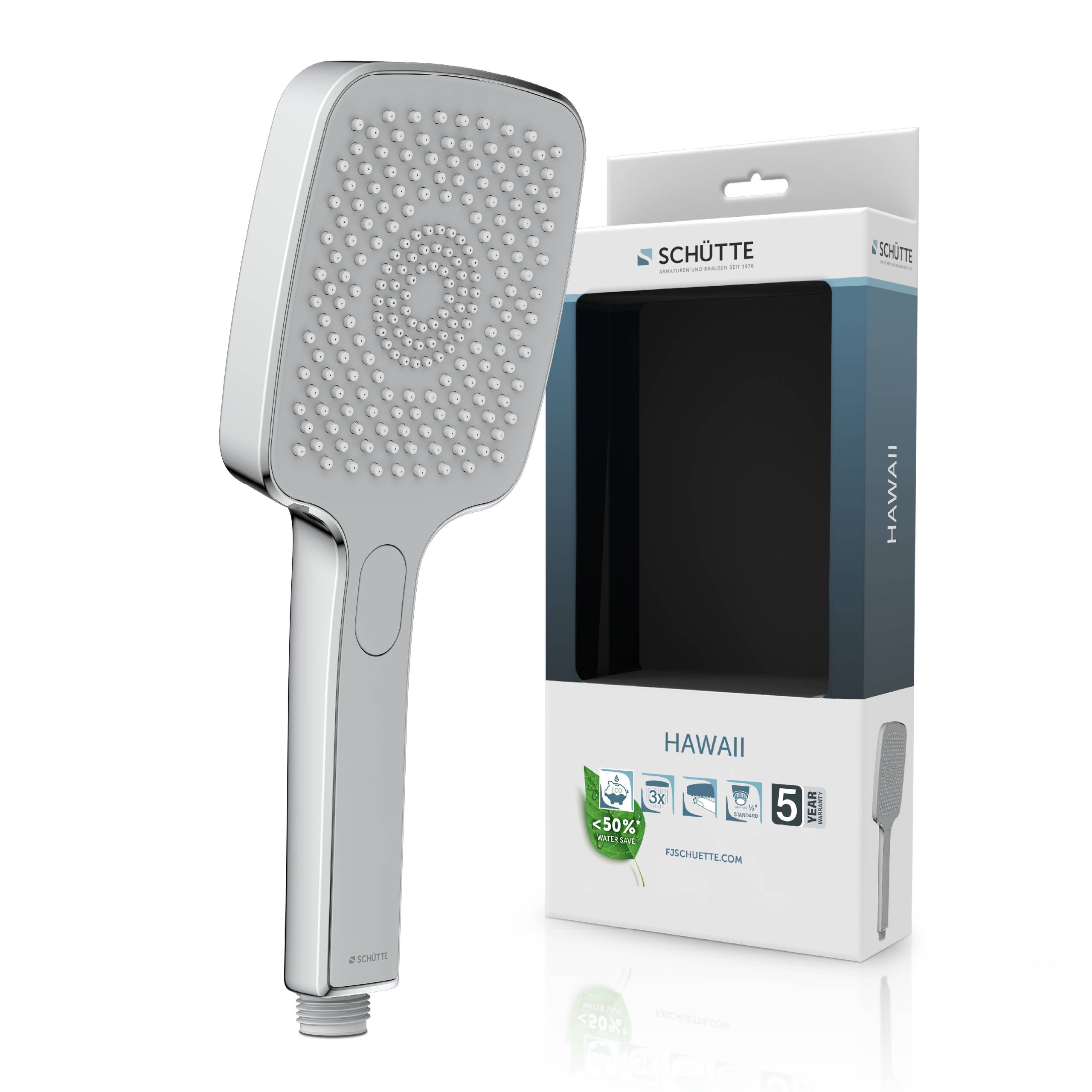 HAWAII Handbrause, Chrom/Hellgrau, eckig