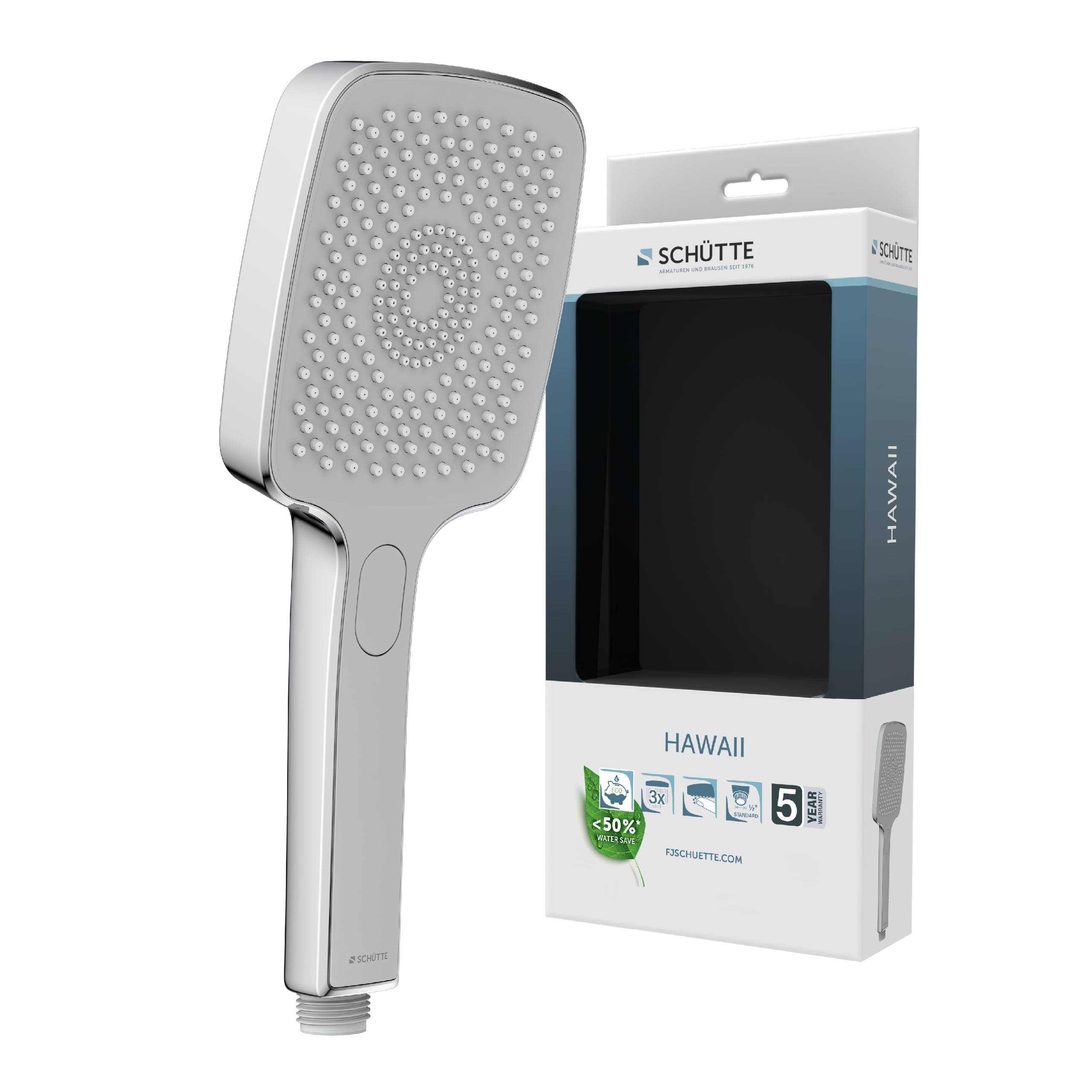 HAWAII Handbrause, Chrom/Hellgrau, eckig