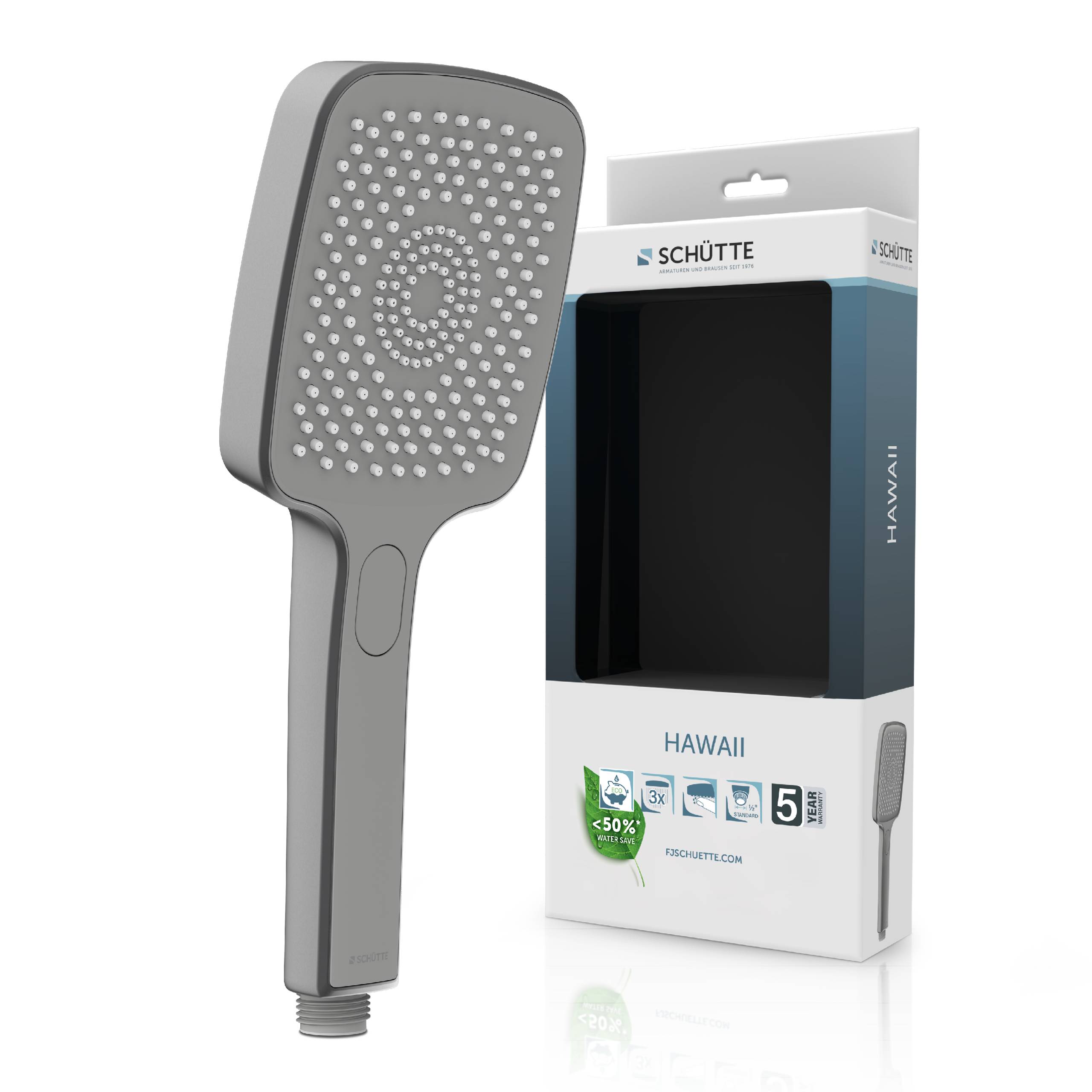 HAWAII Handbrause, Graphit matt, eckig