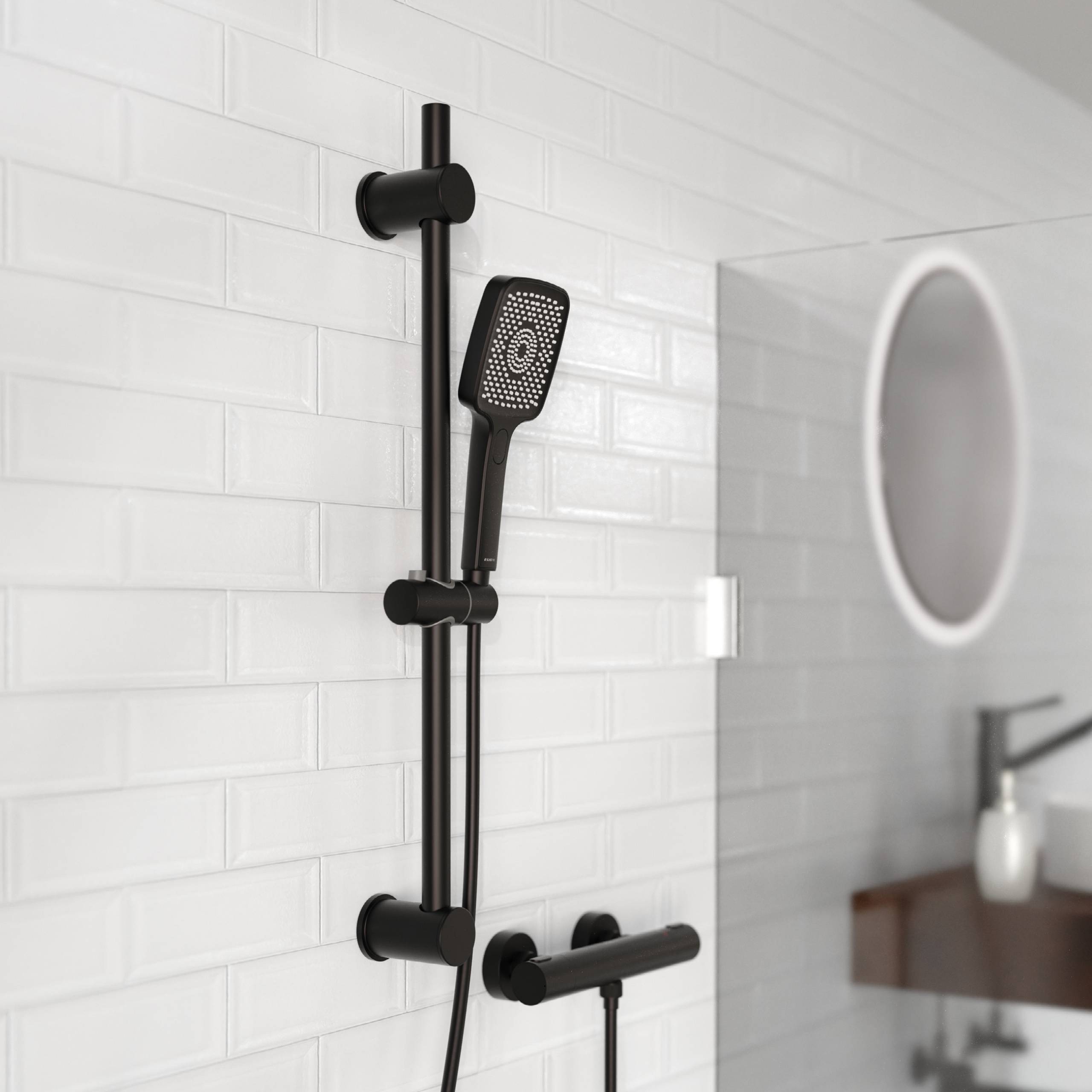 HAWAII Handbrause, Schwarz matt, eckig