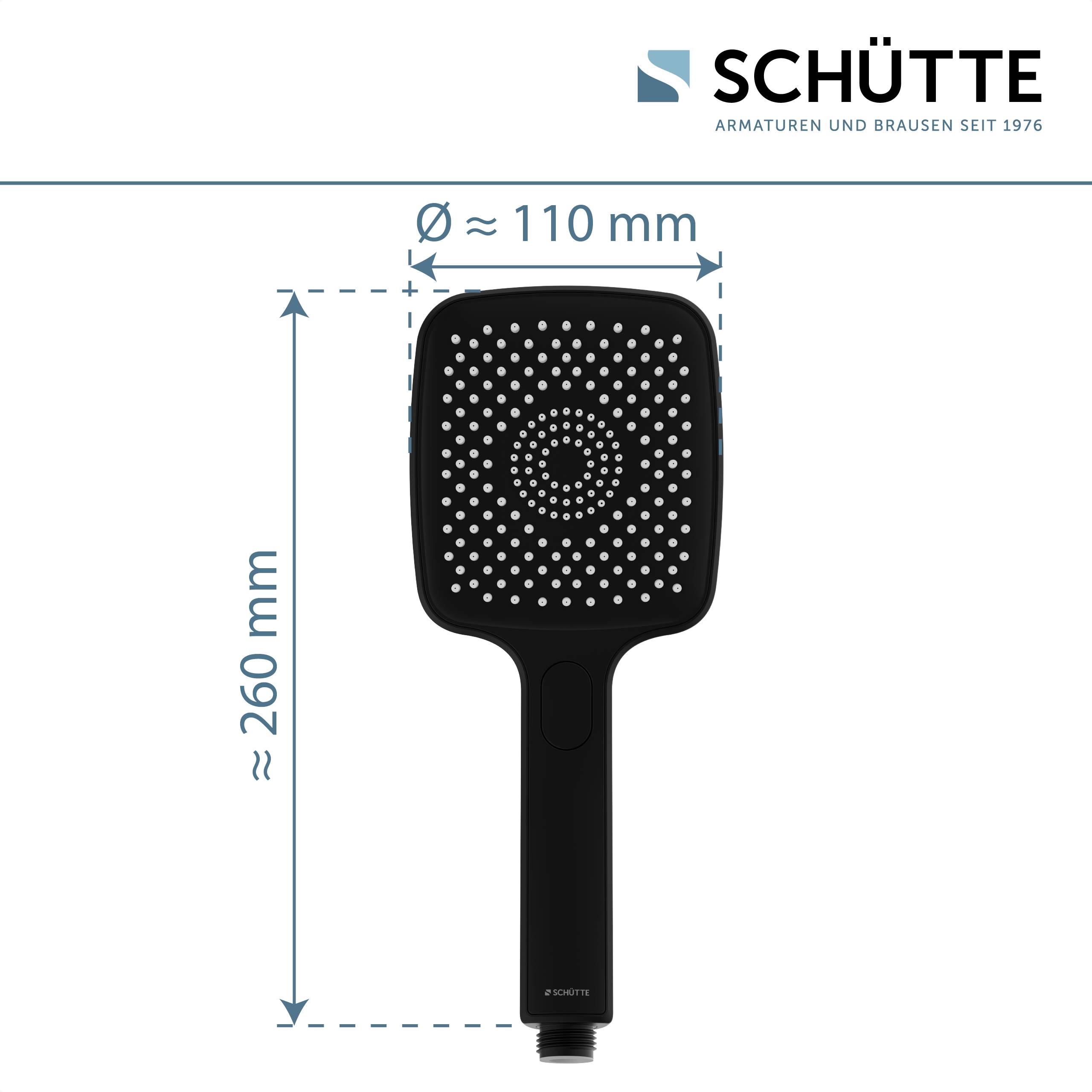 HAWAII Handbrause, Schwarz matt, eckig