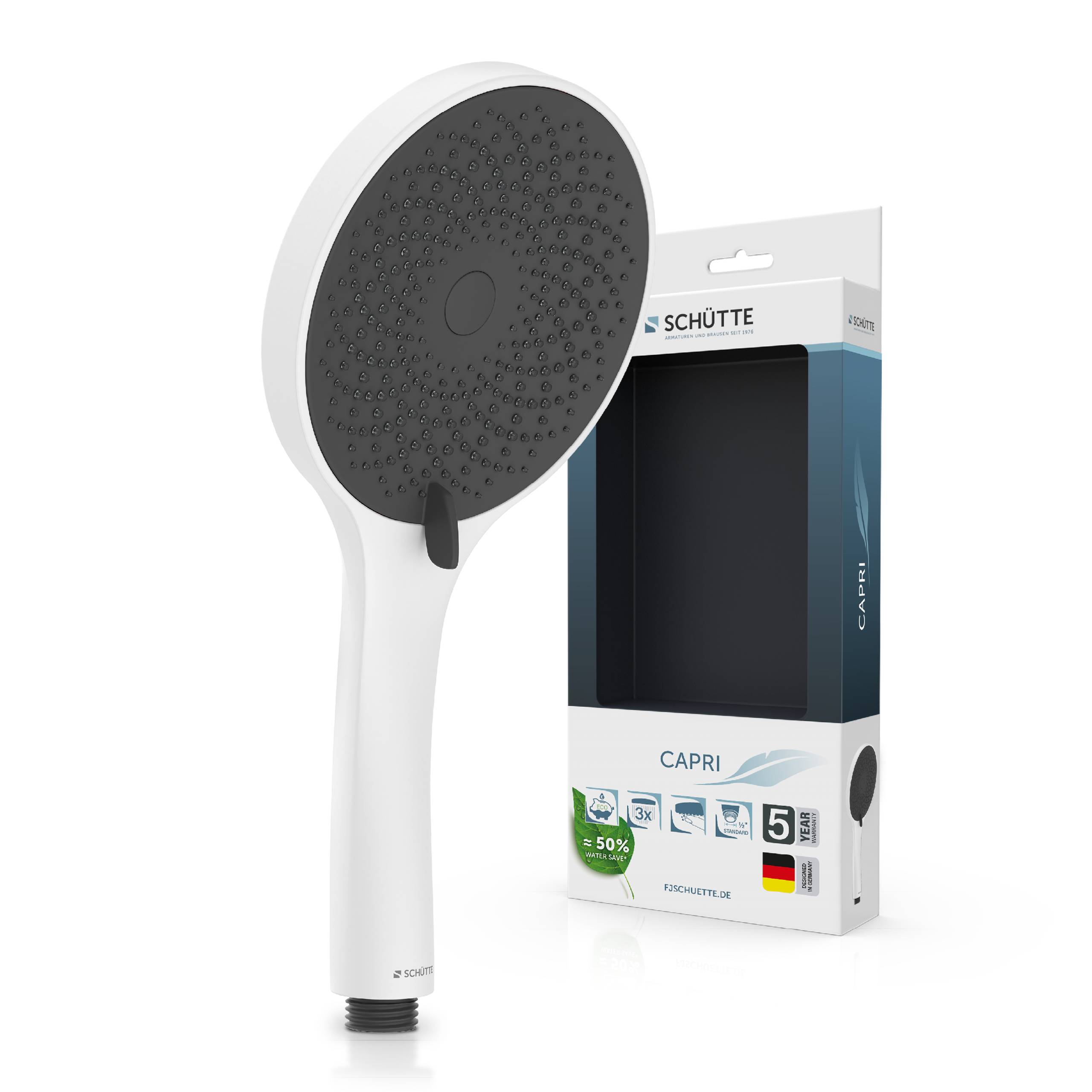 CAPRI Handbrause, Weiß matt/Anthrazit