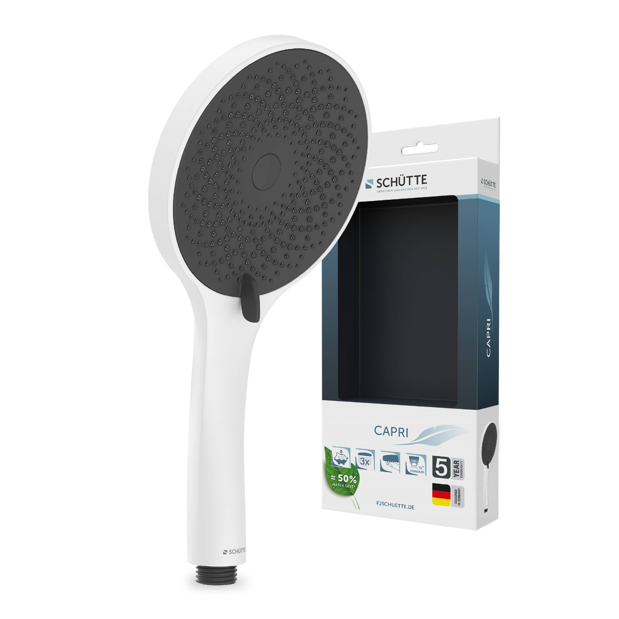 CAPRI Handbrause, Weiß matt/Anthrazit