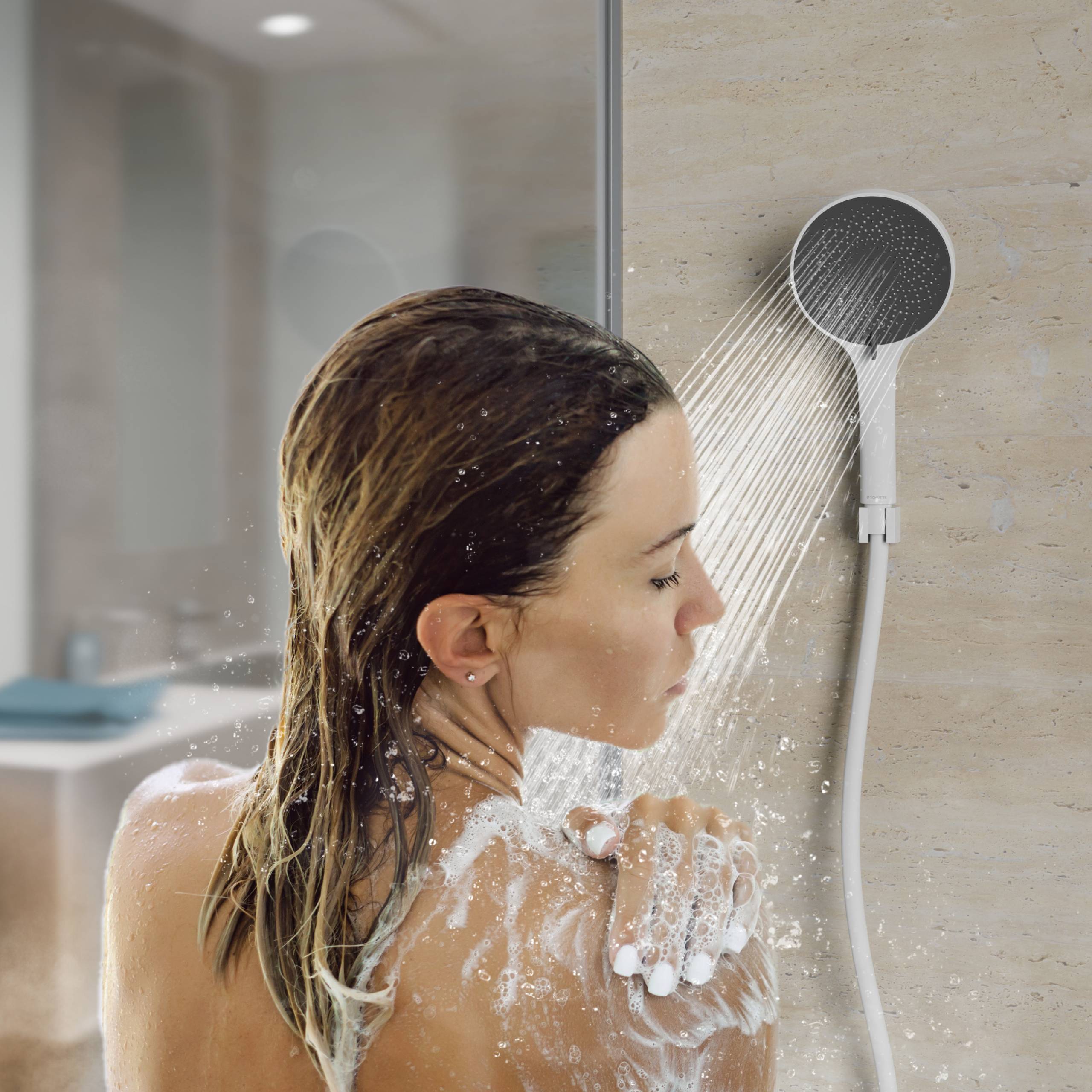 CAPRI Handbrause, Weiß matt/Anthrazit