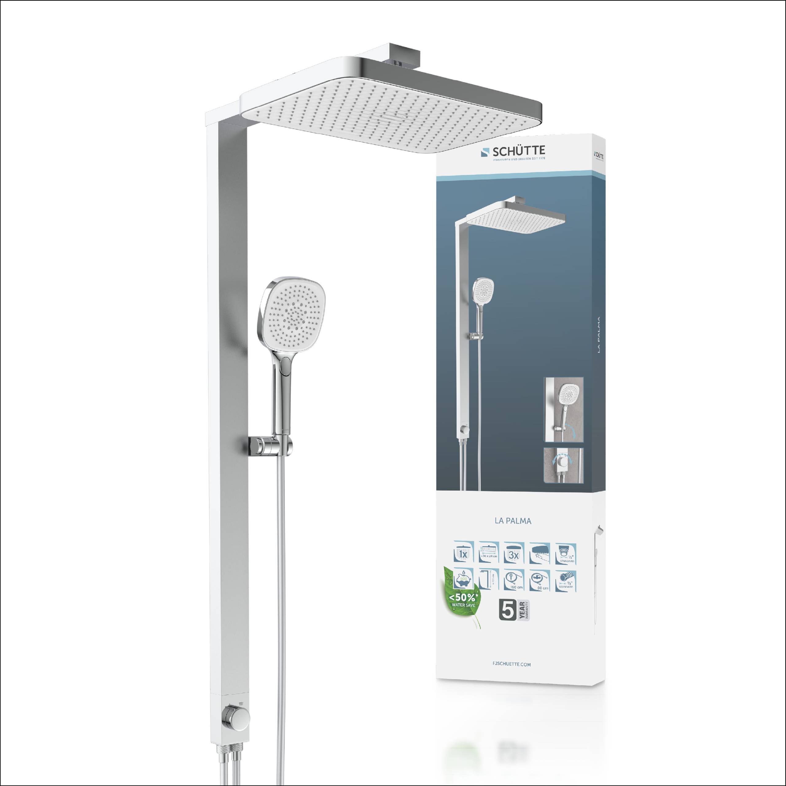 LA PALMA Überkopfbrause-Set, Chrom/Weiß
