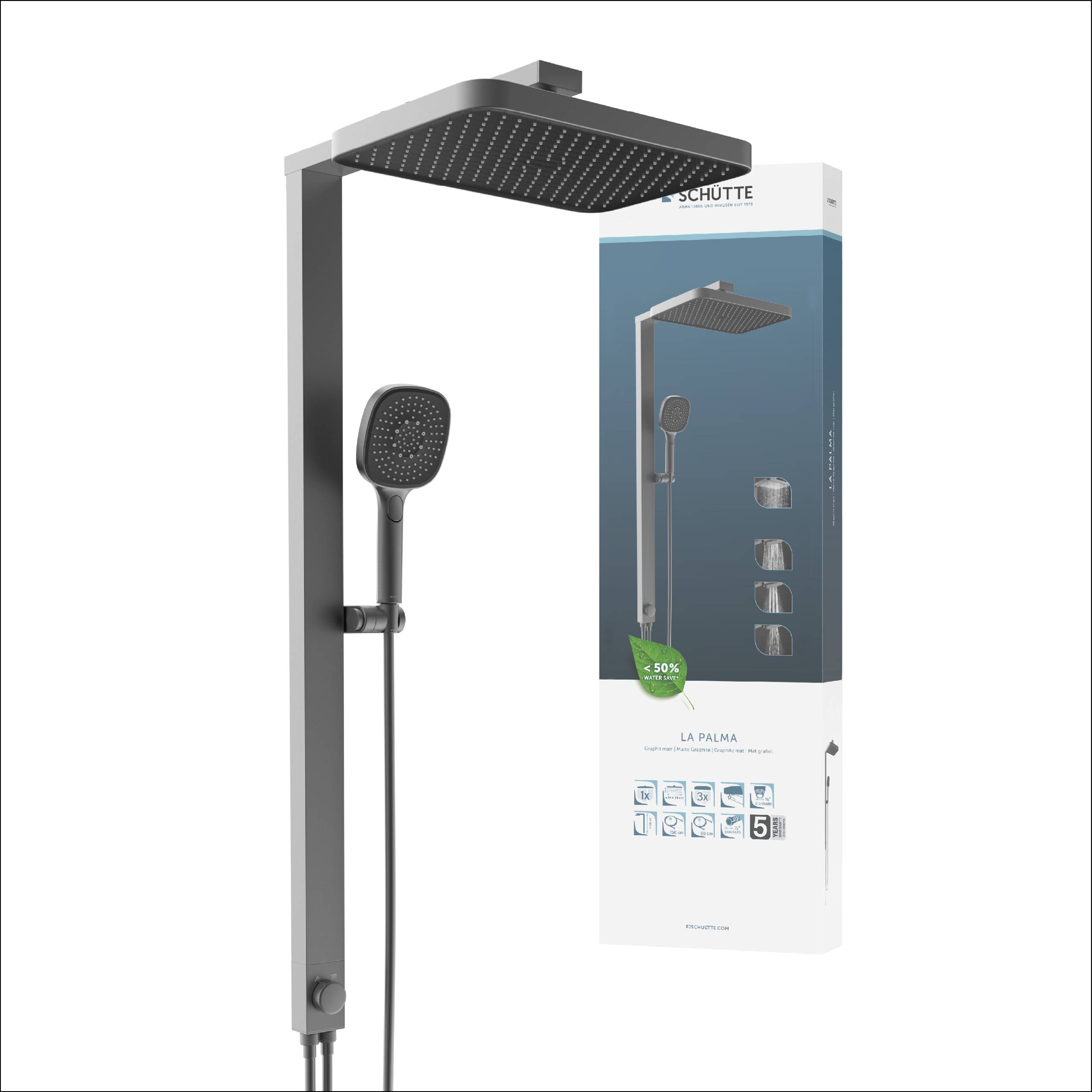 LA PALMA Überkopfbrause-Set, Graphit matt
